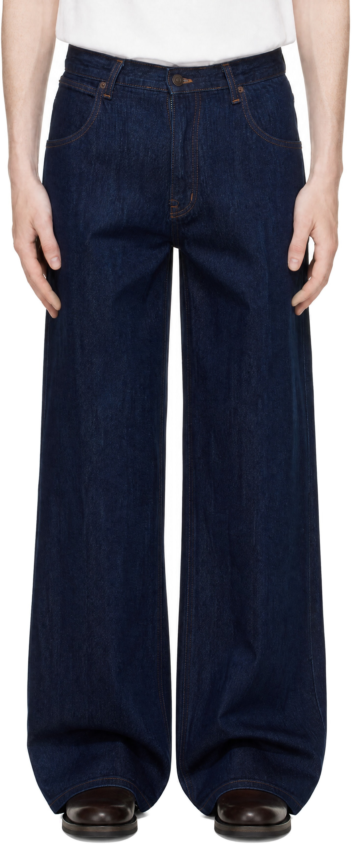 TONYWACK - Navy Flared-Leg Denim Jeans