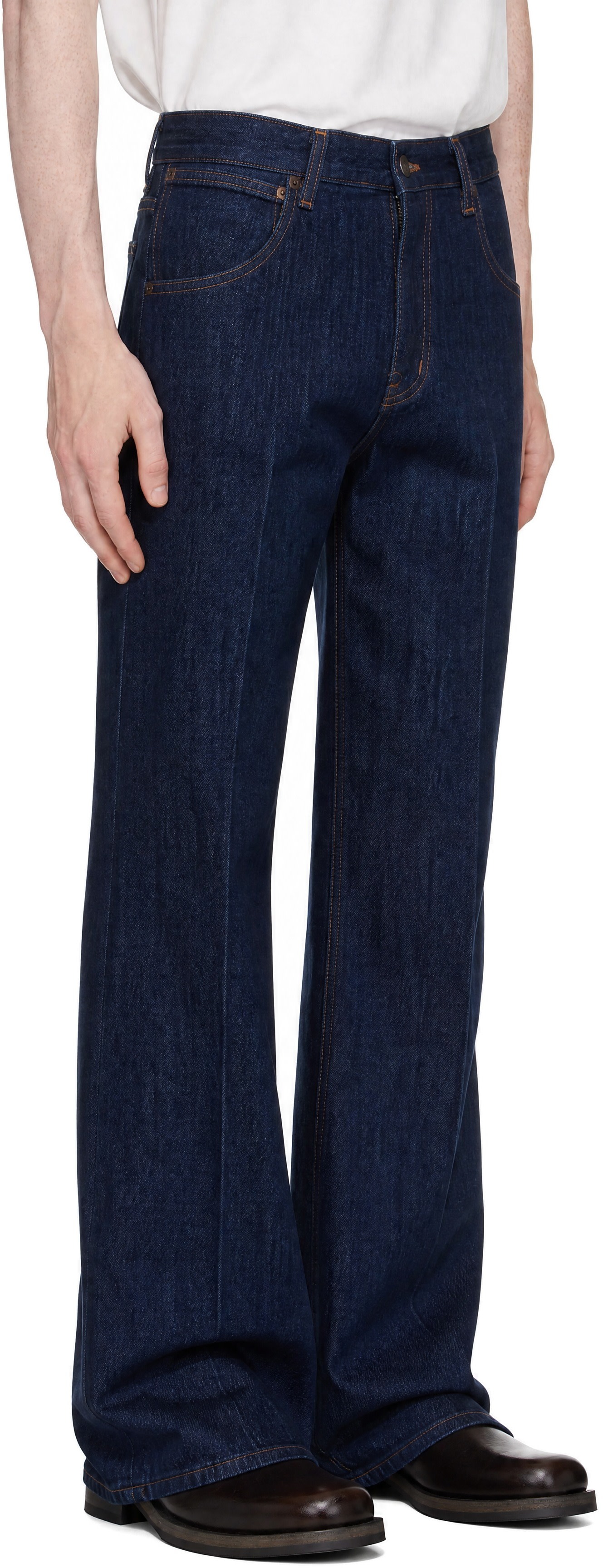 TONYWACK - Navy Flared-Leg Denim Jeans