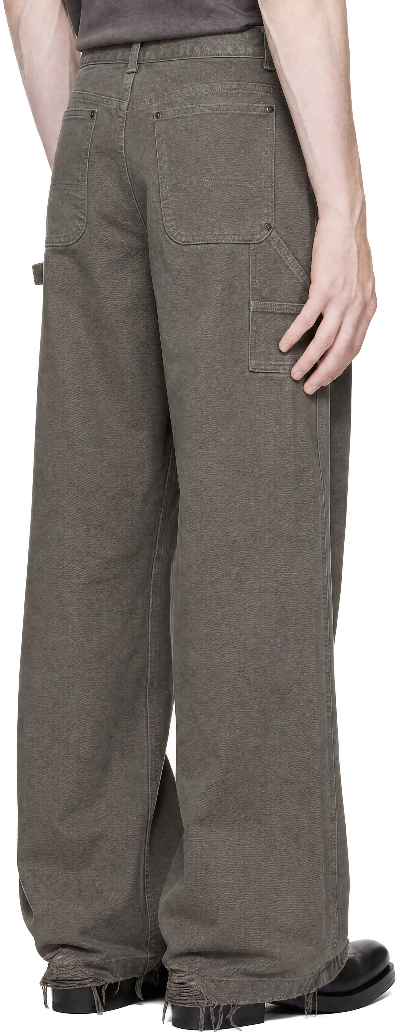 TONYWACK - Gray Grain Canvas Distressed Work Pants