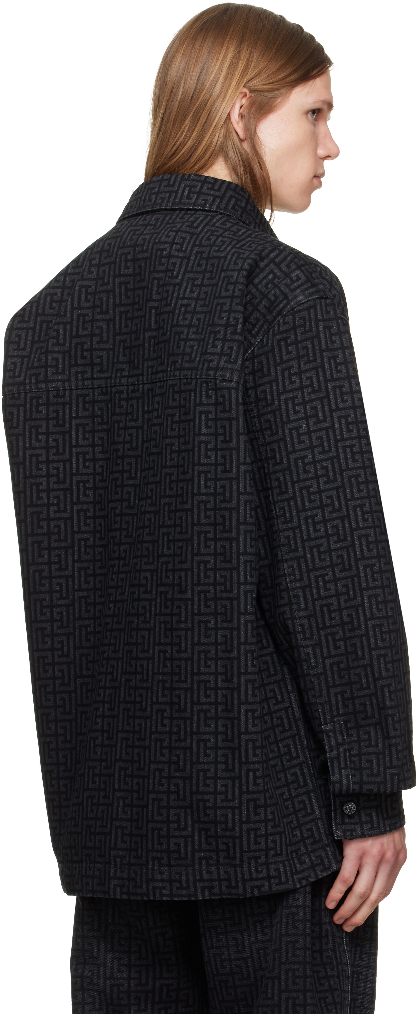 BALMAIN - Black Monogram Denim Overshirt