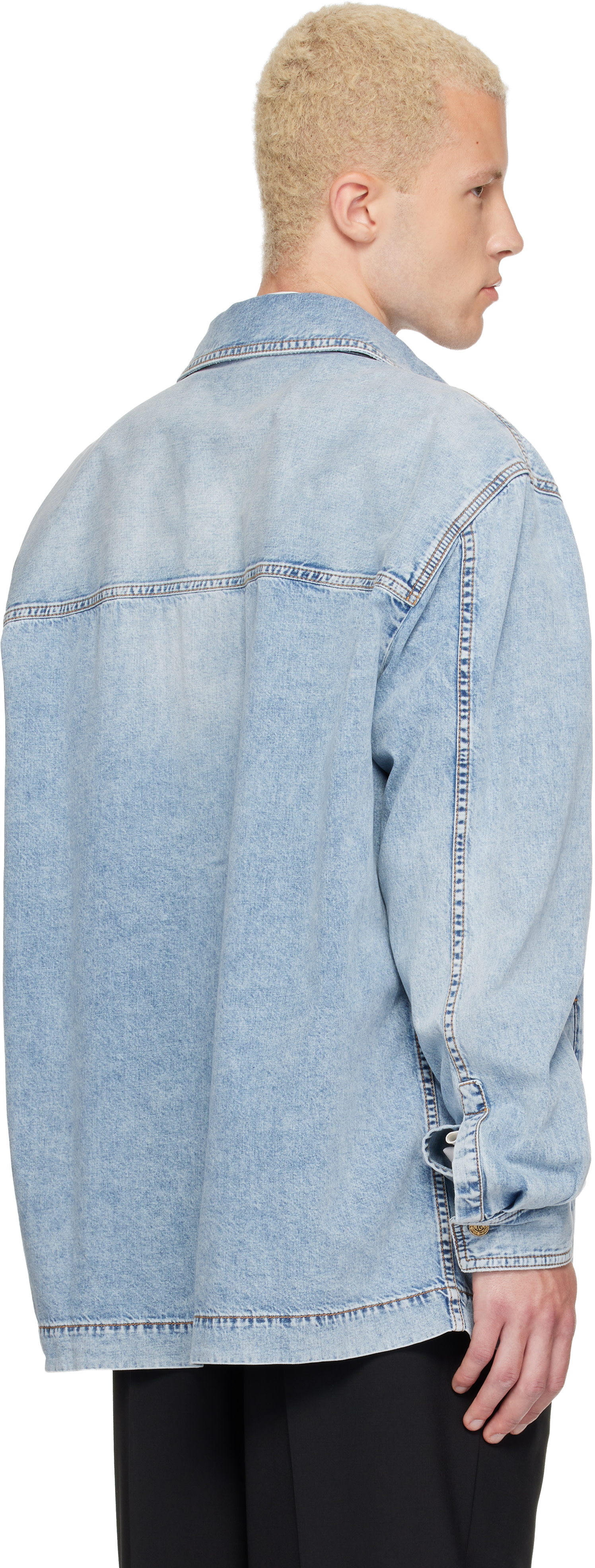 BALMAIN - Blue Faded Denim Shirt