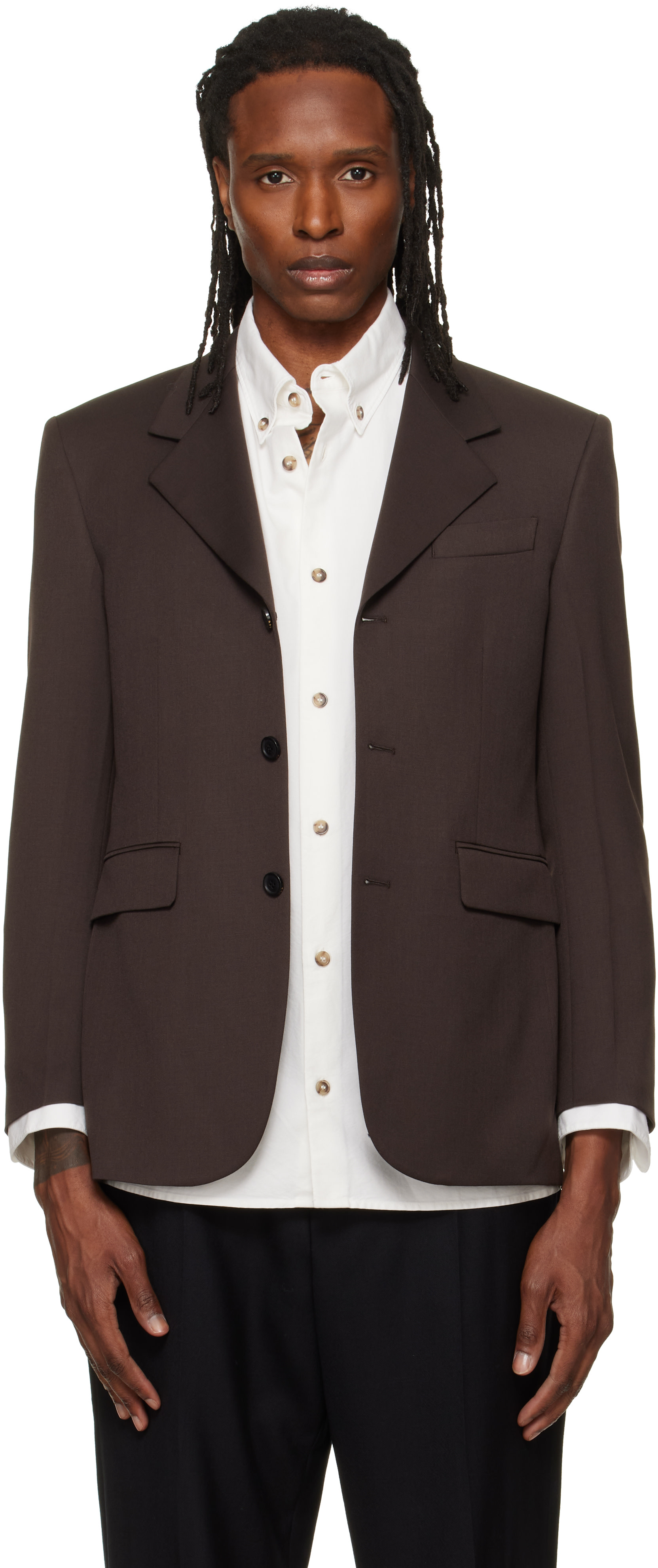 TONYWACK - Brown Wool-Blend Tailored Blazer