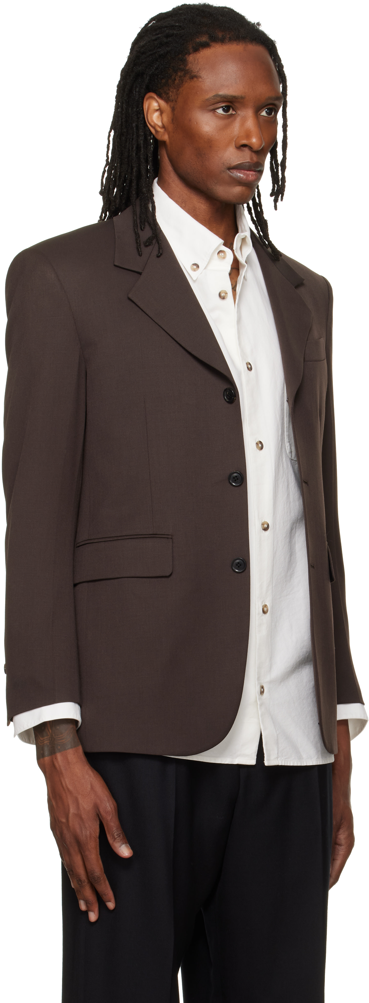 TONYWACK - Brown Wool-Blend Tailored Blazer