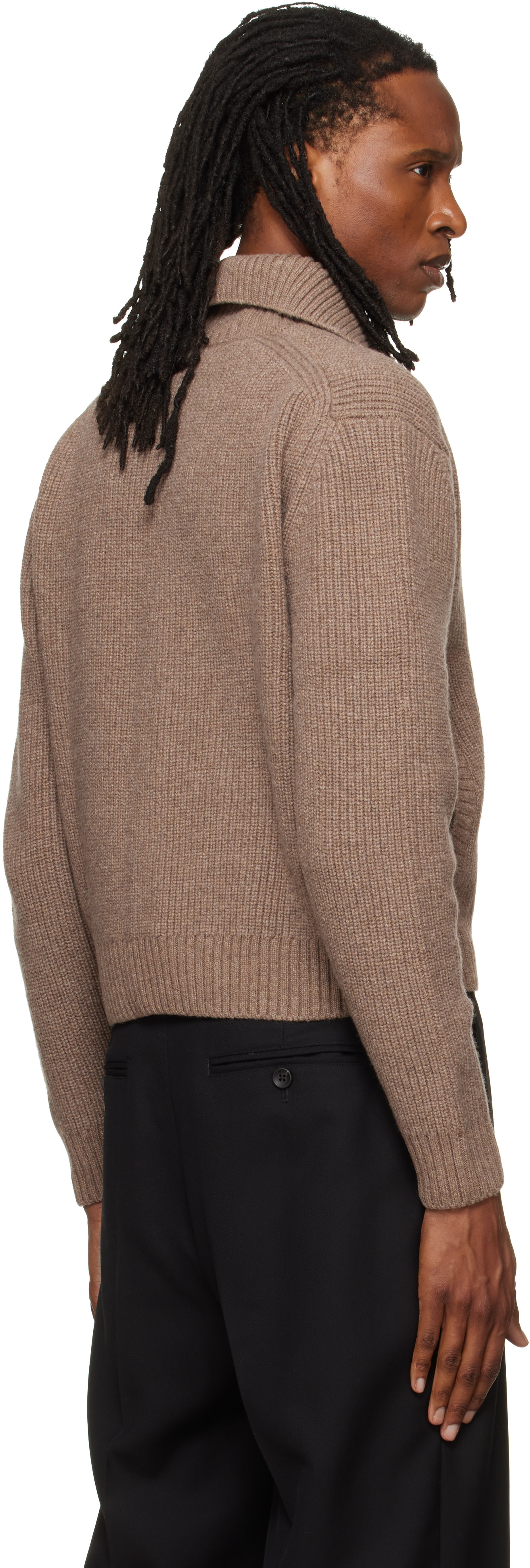 TONYWACK: ベージュ High Neck Merino Wool カーディガン | SSENSE 日本