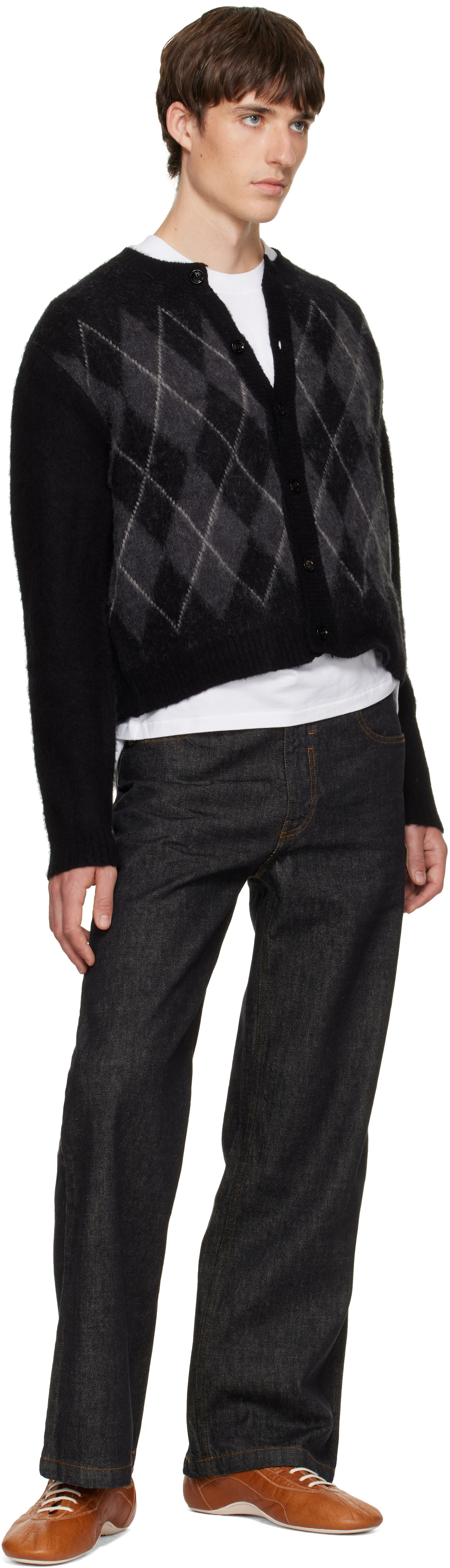 TONYWACK - Black Brushed Argyle Cardigan