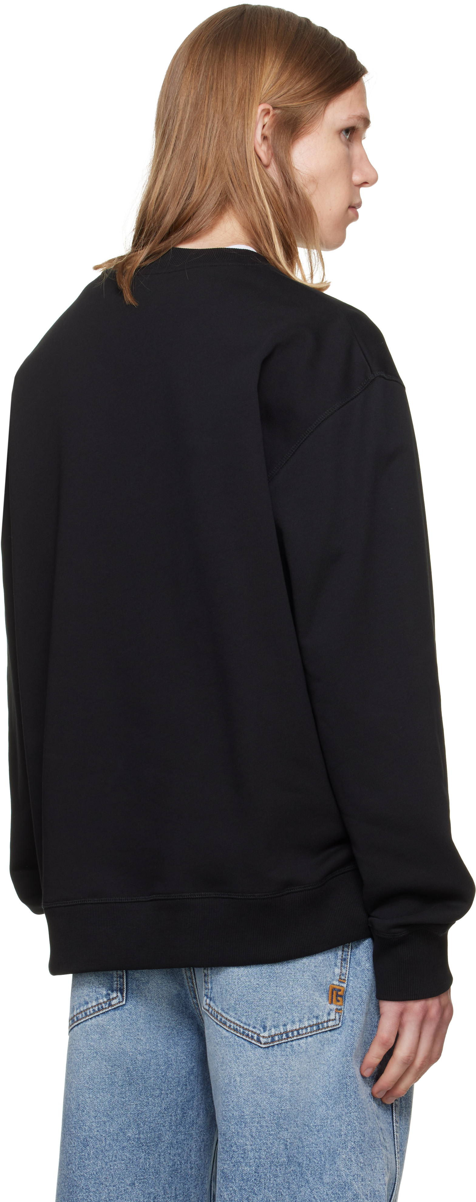 Balmain: ブラック Embroidered 'Balmain Paris' スウェットシャツ