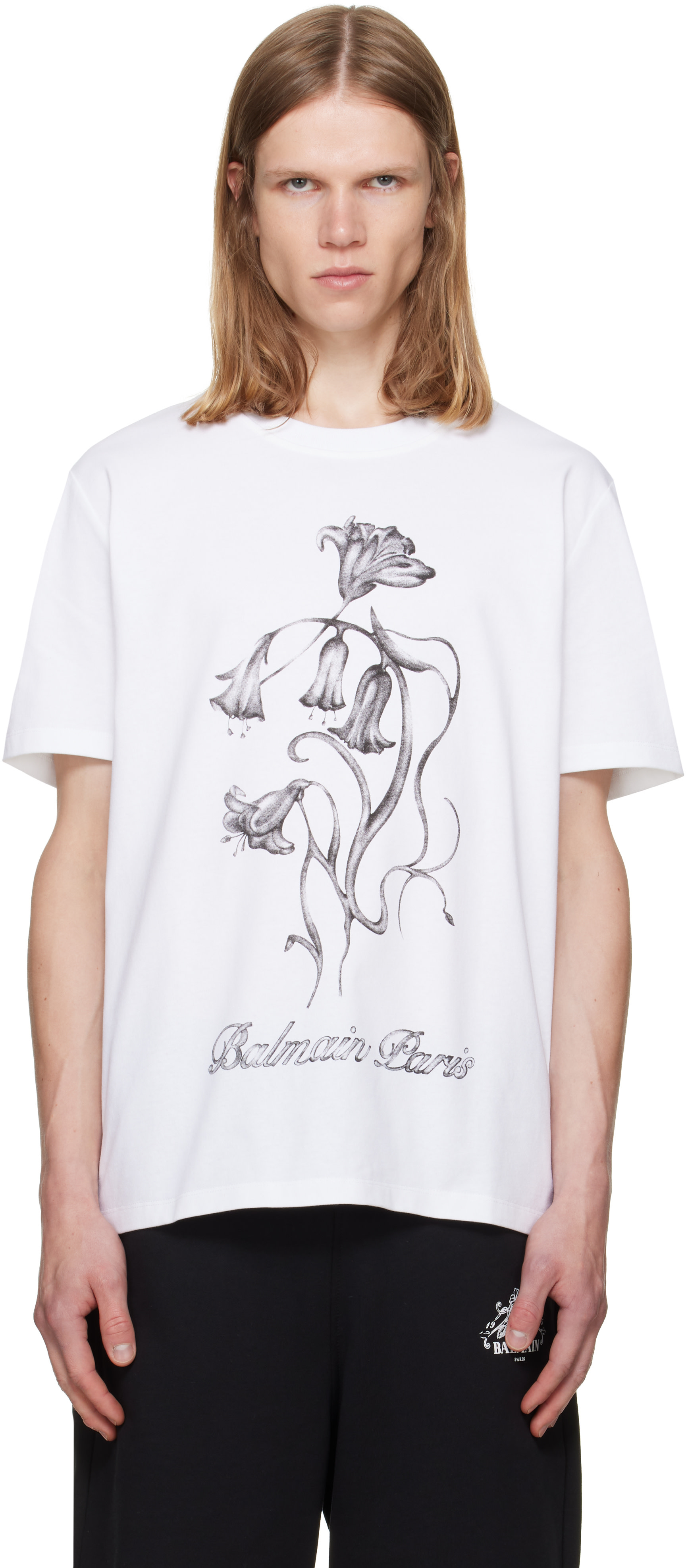 Balmain - T-shirt blanc à image à logo