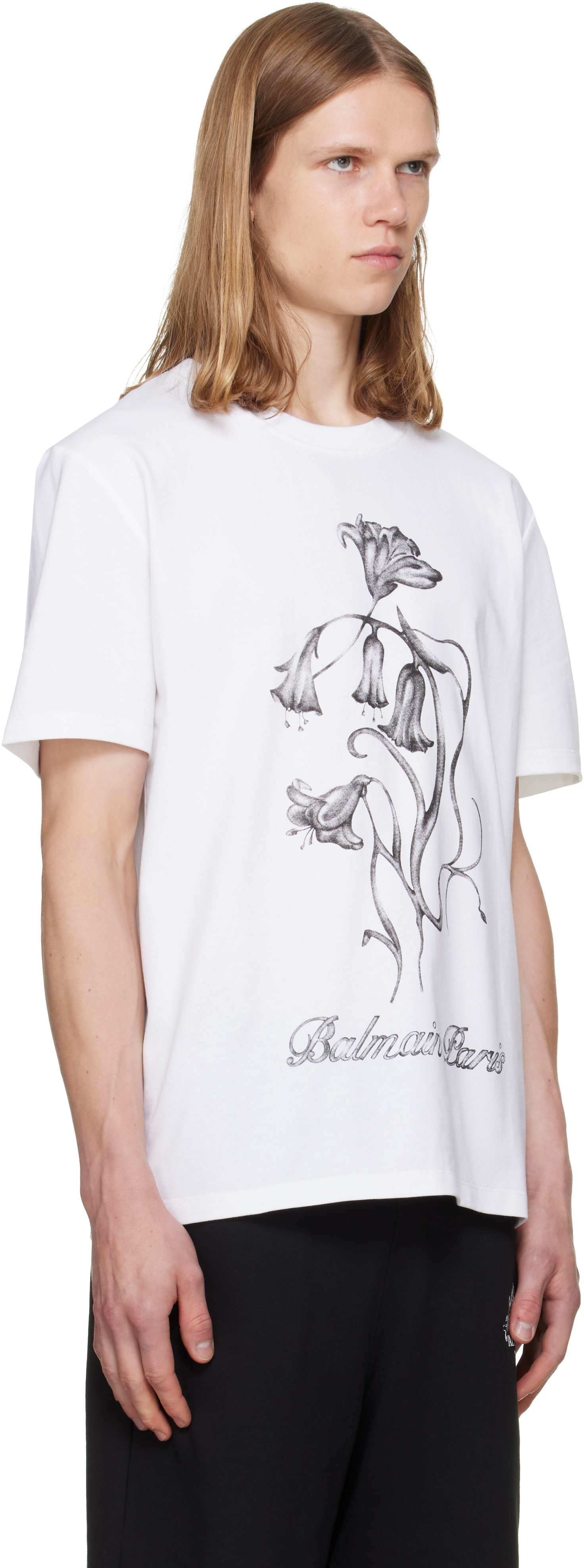 Balmain - T-shirt blanc à image à logo