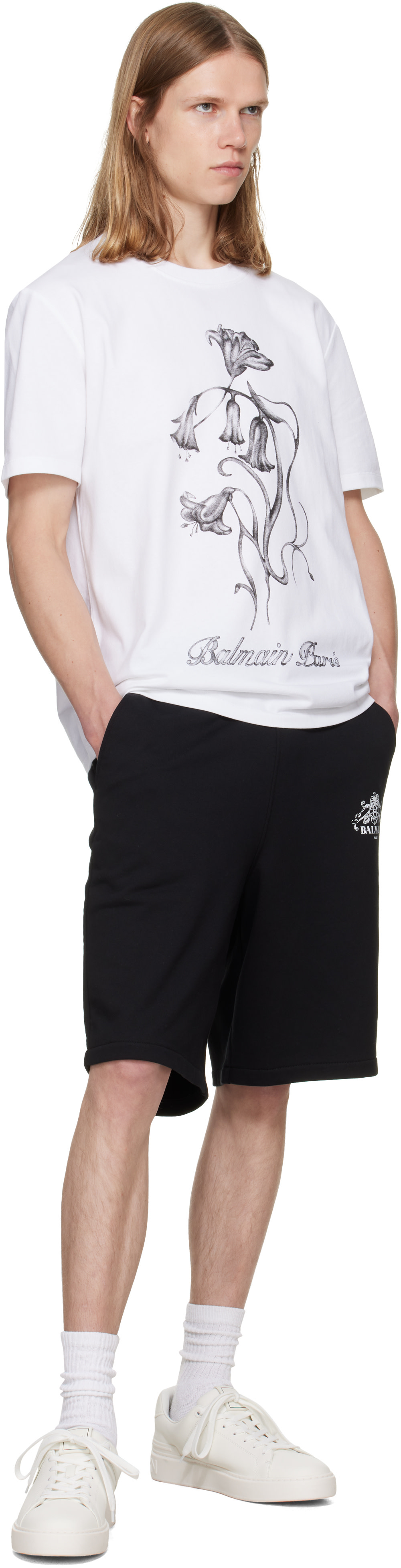 Balmain - T-shirt blanc à image à logo