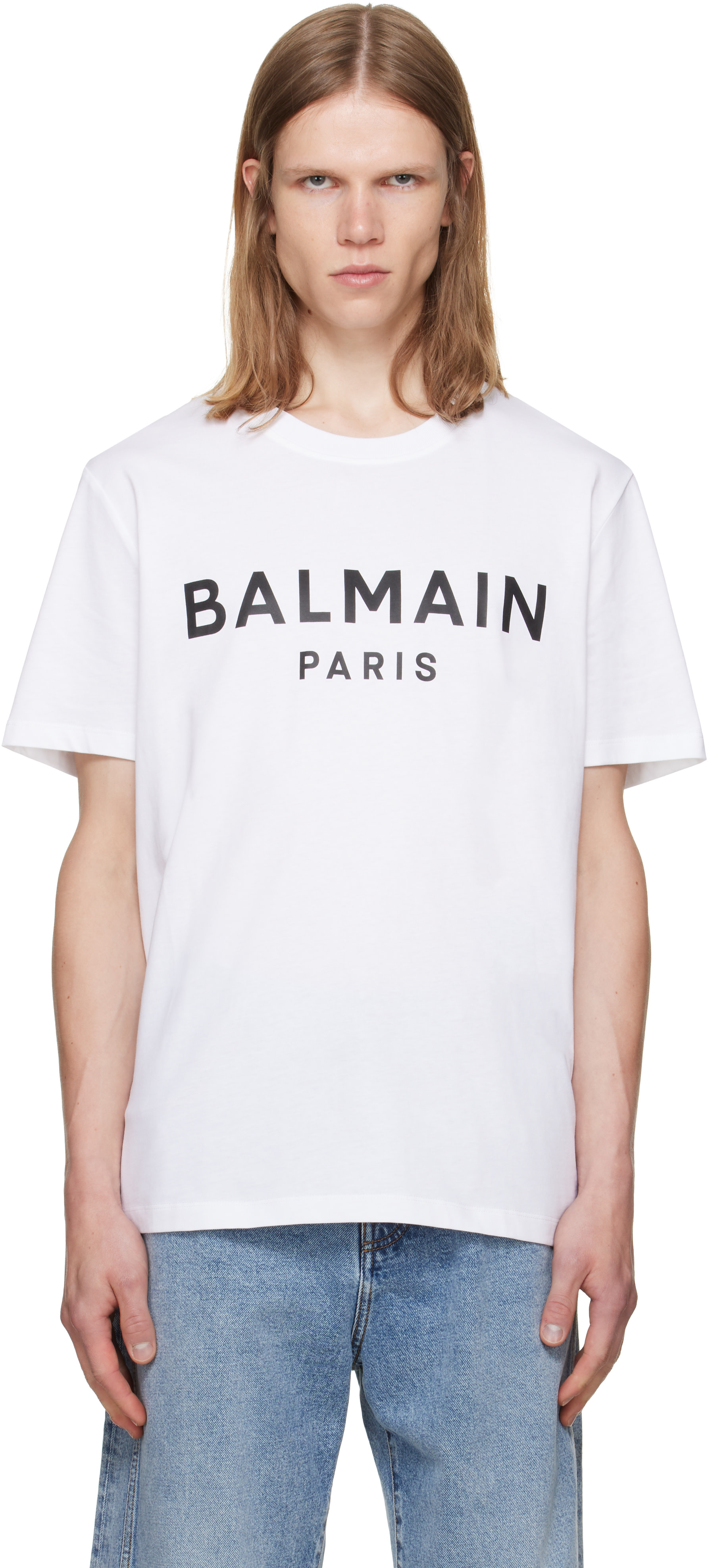 Balmain - 화이트 발망 파리 프린트 티셔츠