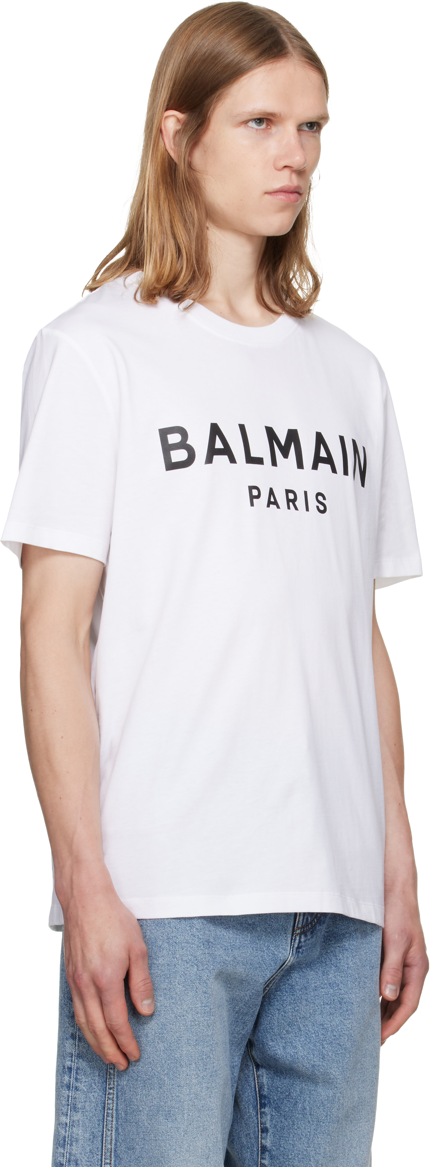 Balmain - 화이트 발망 파리 프린트 티셔츠