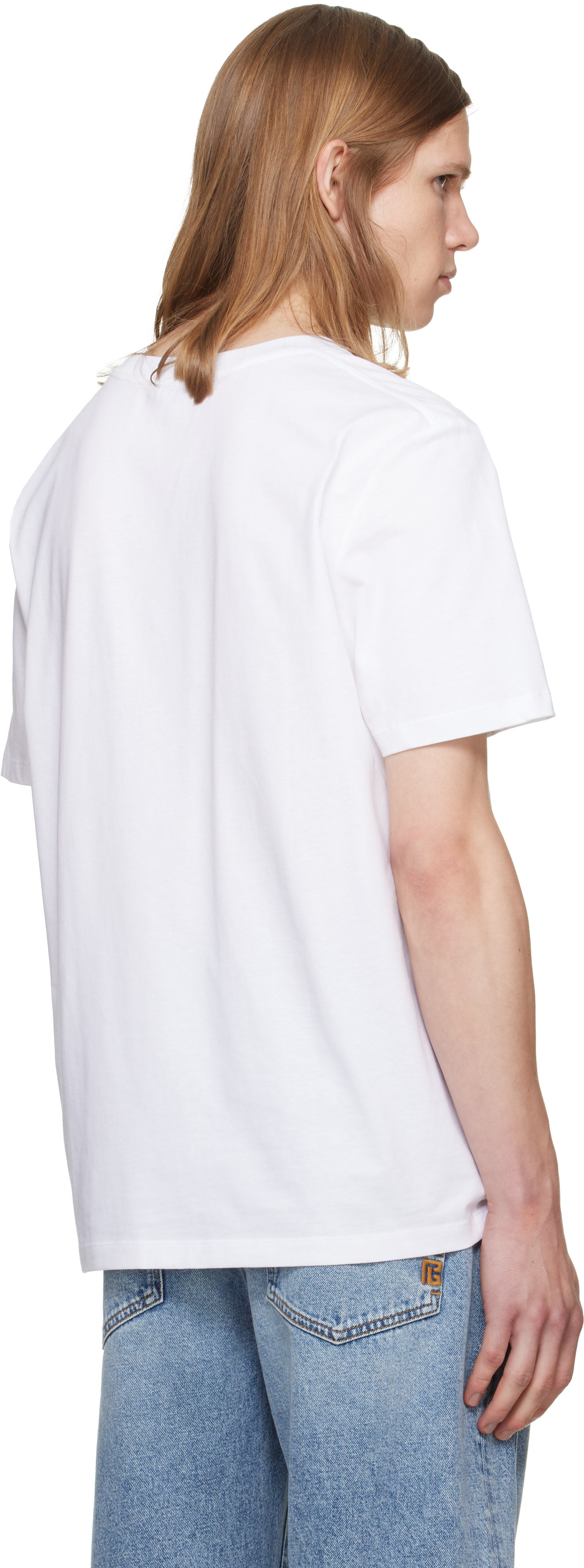 BALMAIN: White 'Balmain Paris' Print T-shirt | SSENSE