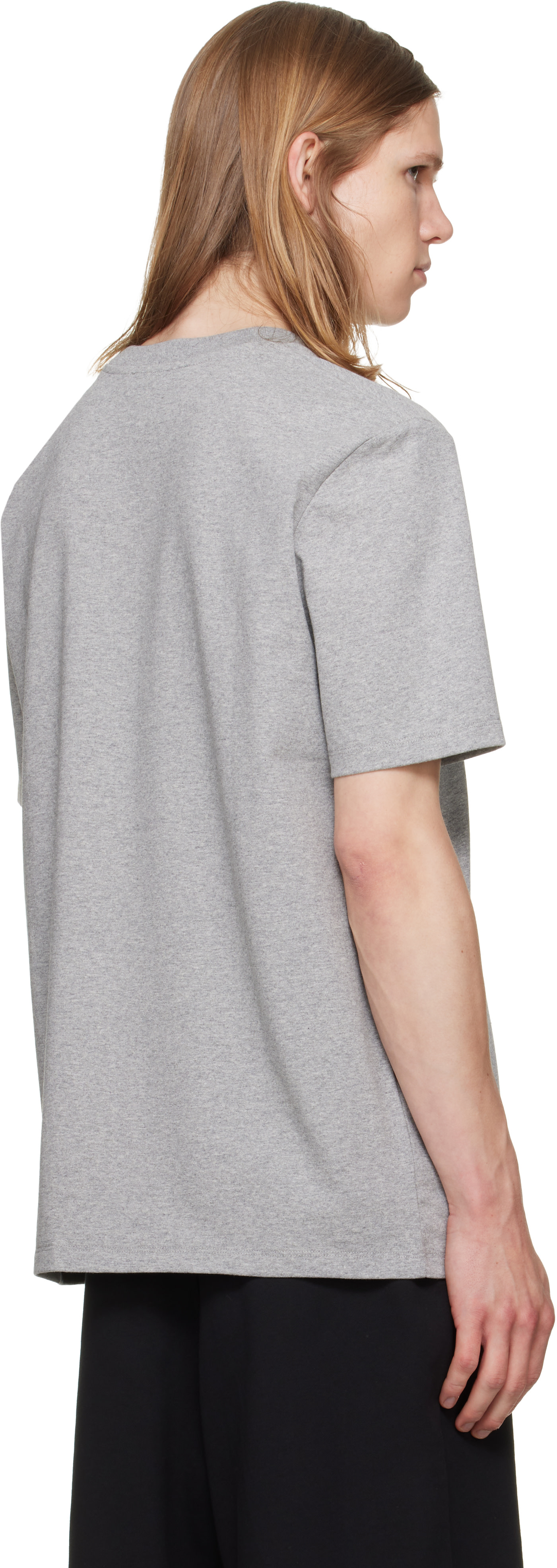 Balmain - T-shirt gris à logo brodé