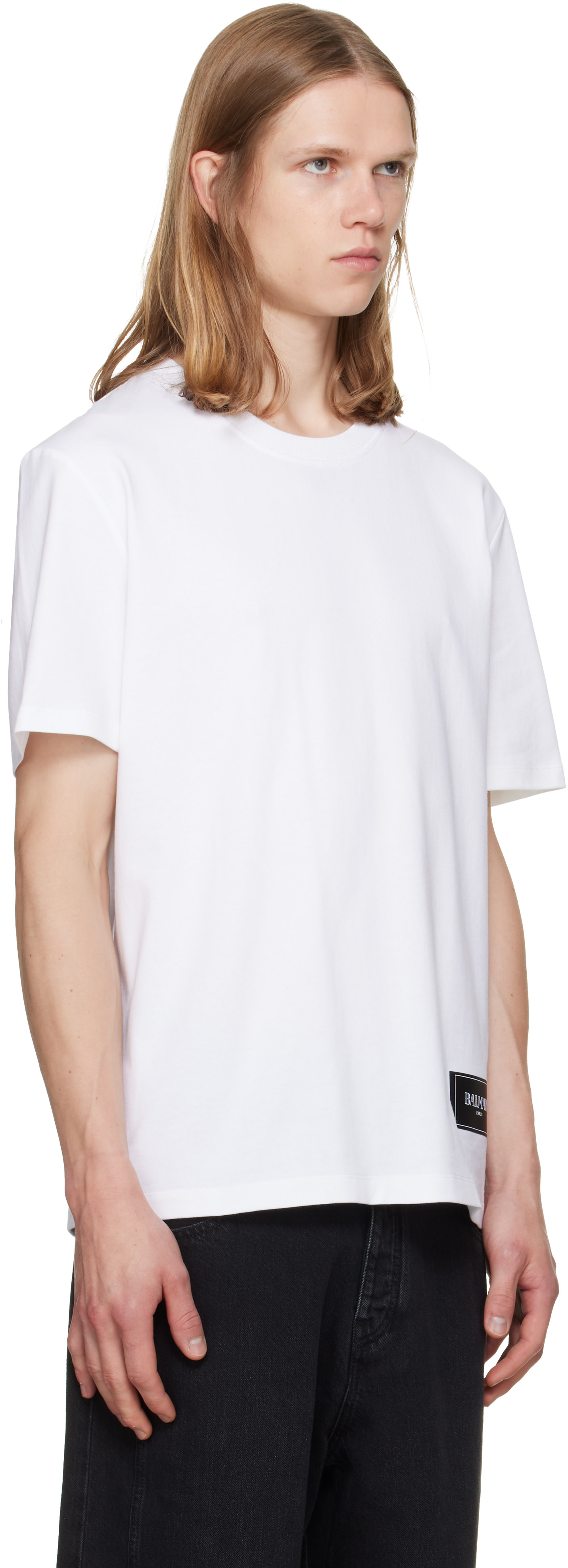 BALMAIN: Two-Pack Black & White 'Balmain Vintage' T-shirts | SSENSE