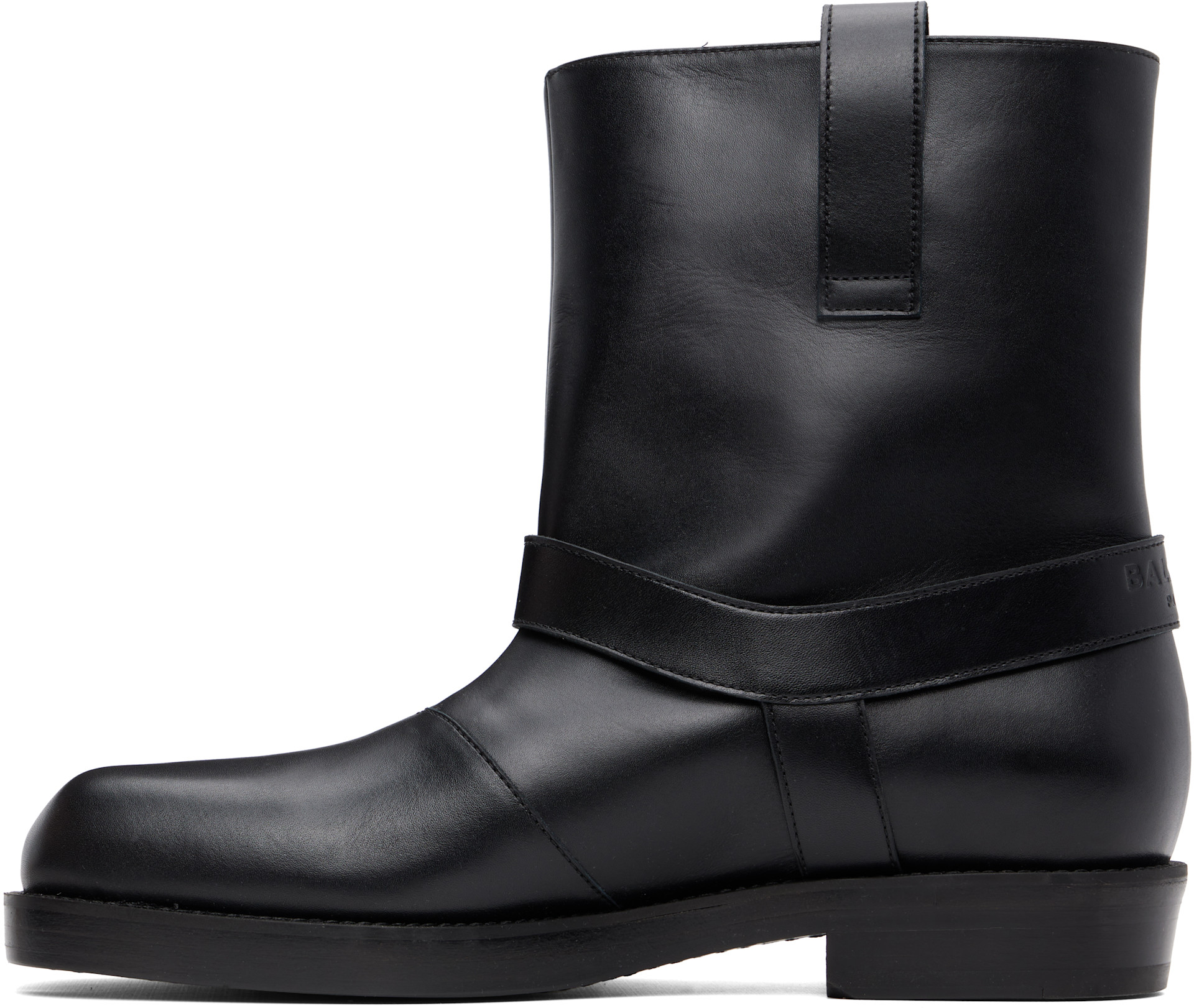 BALMAIN: Black T-Bar Calfskin Ankle Boots | SSENSE