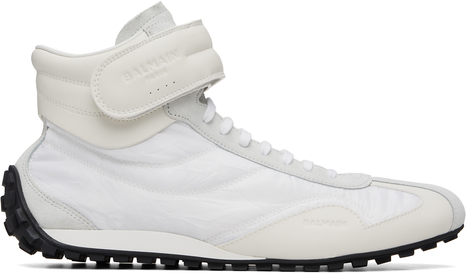 Balmain - Baskets de course mi-montantes blanches