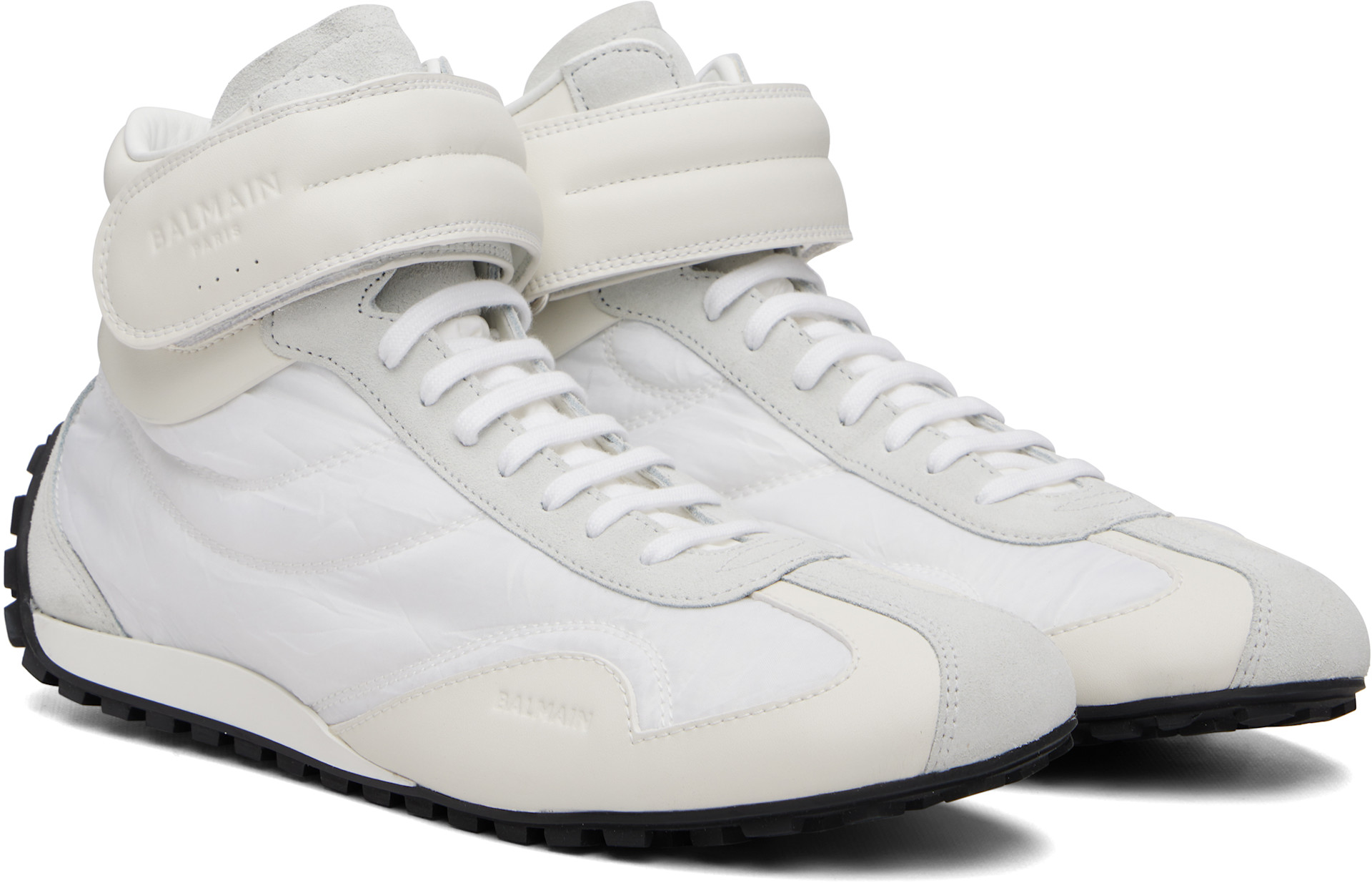 Balmain - Baskets de course mi-montantes blanches