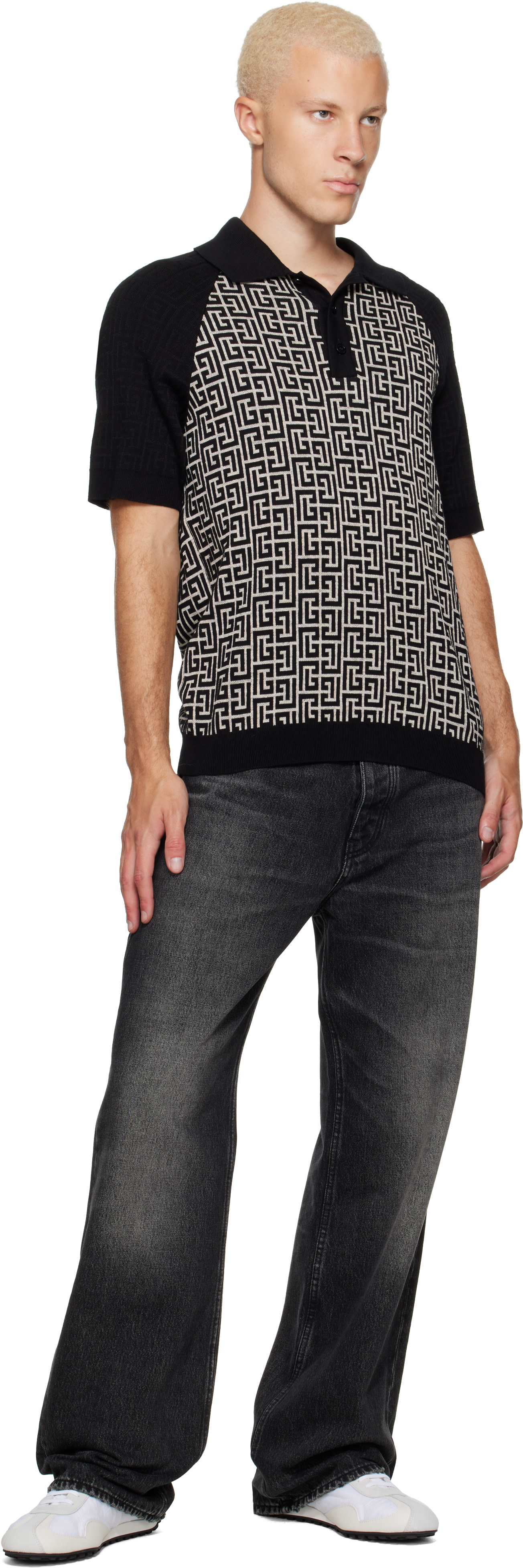Balmain - Baskets de course mi-montantes blanches