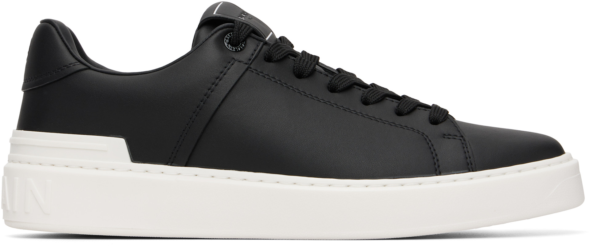 BALMAIN: Black B-Court Calfskin Sneakers | SSENSE