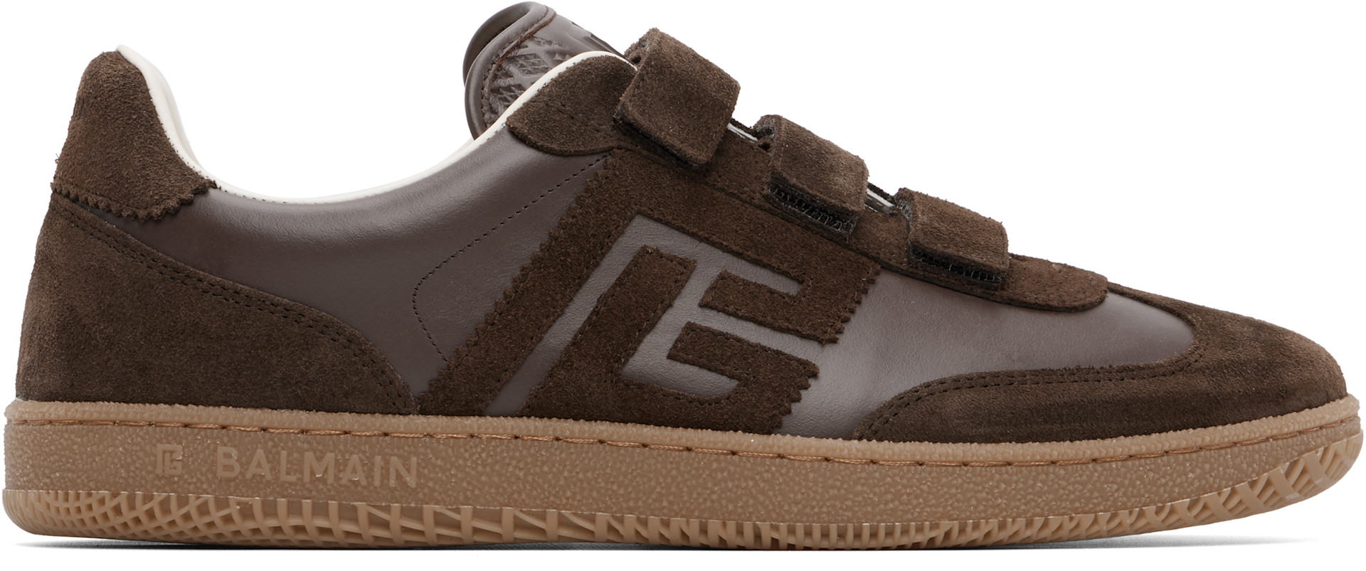 Balmain - Baskets Swan brunes en suède