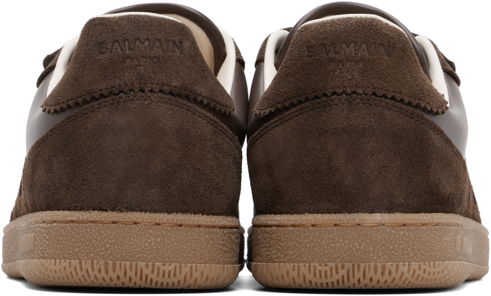 Balmain - Baskets Swan brunes en suède