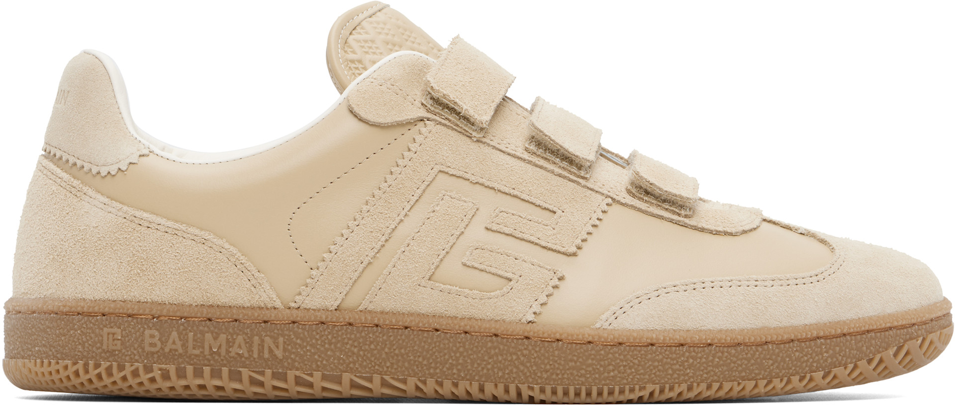 Balmain - Baskets Swan beiges en suède