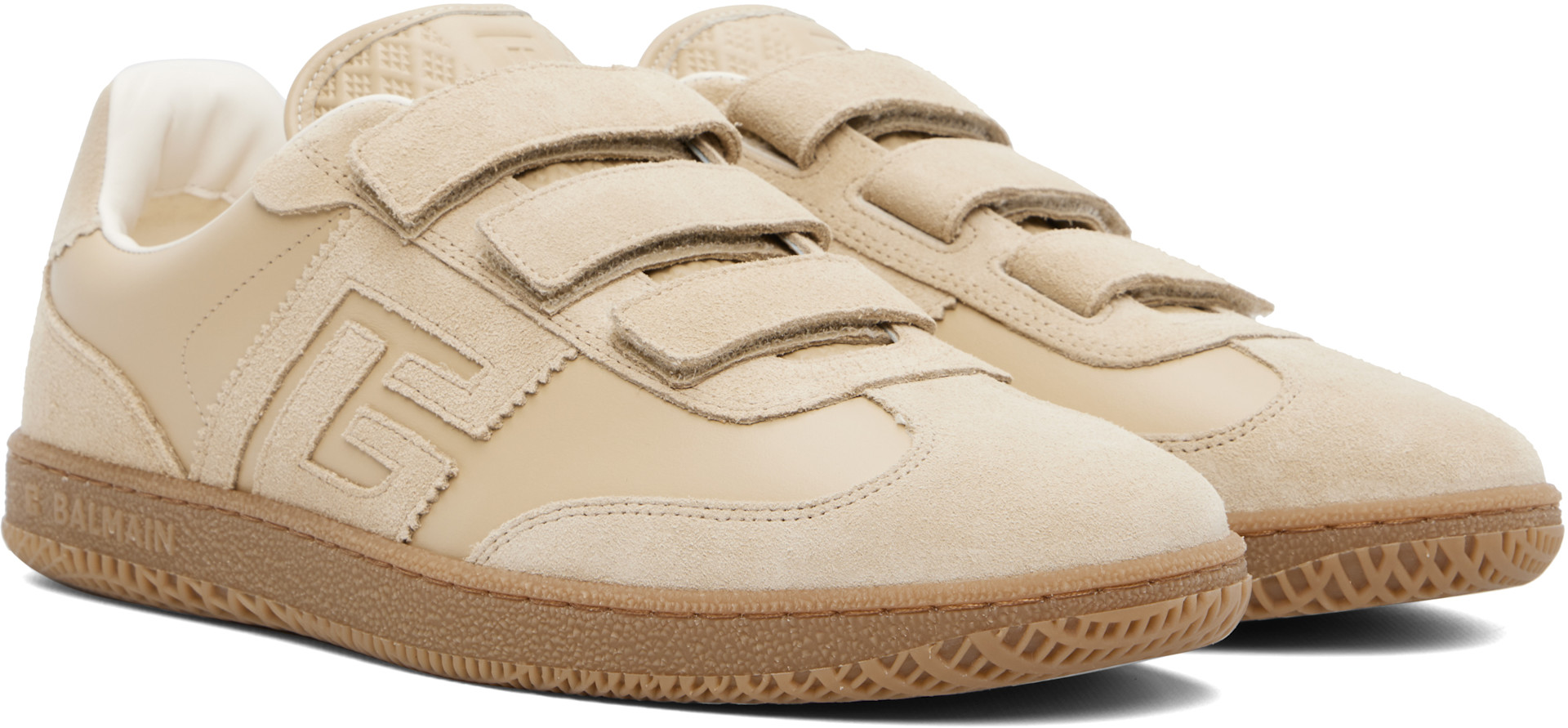 Balmain - Baskets Swan beiges en suède