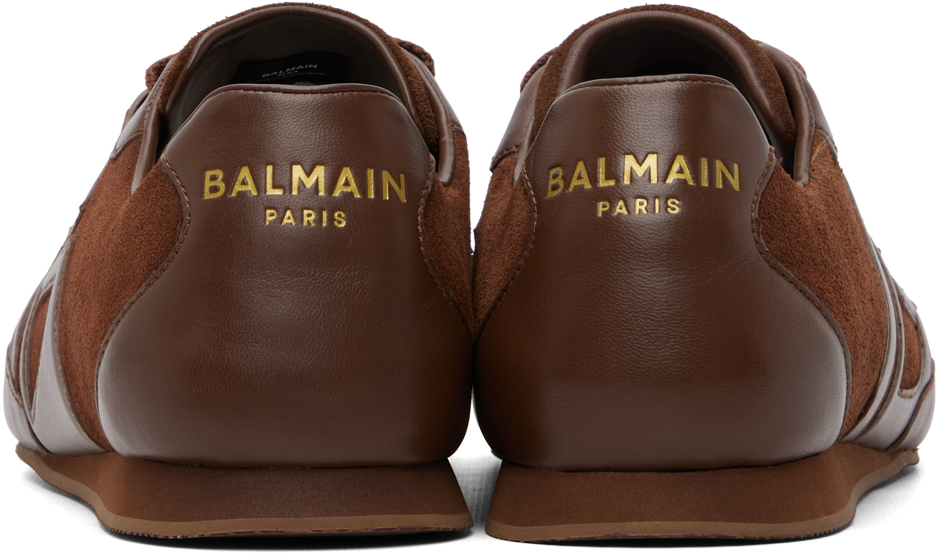 Balmain - 브라운 카프스킨 스니커즈