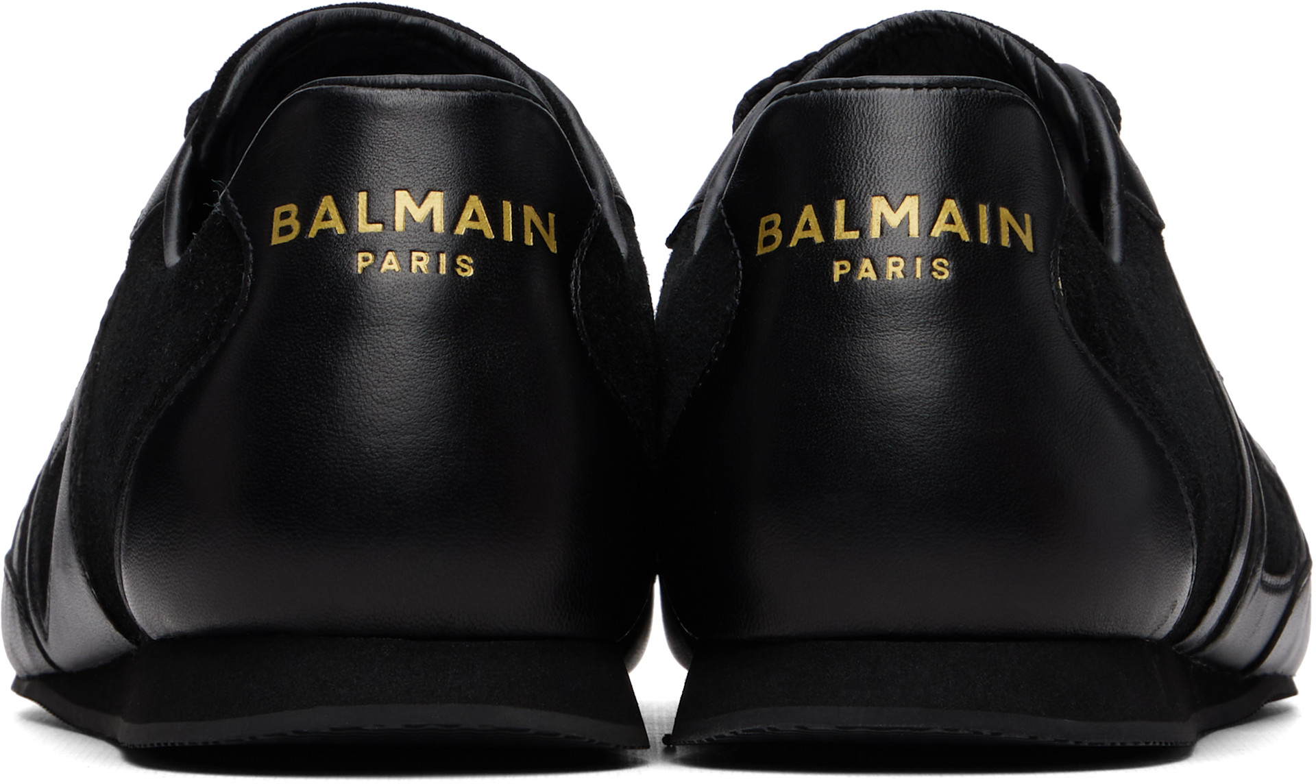 Balmain - 블랙 카프스킨 스니커즈