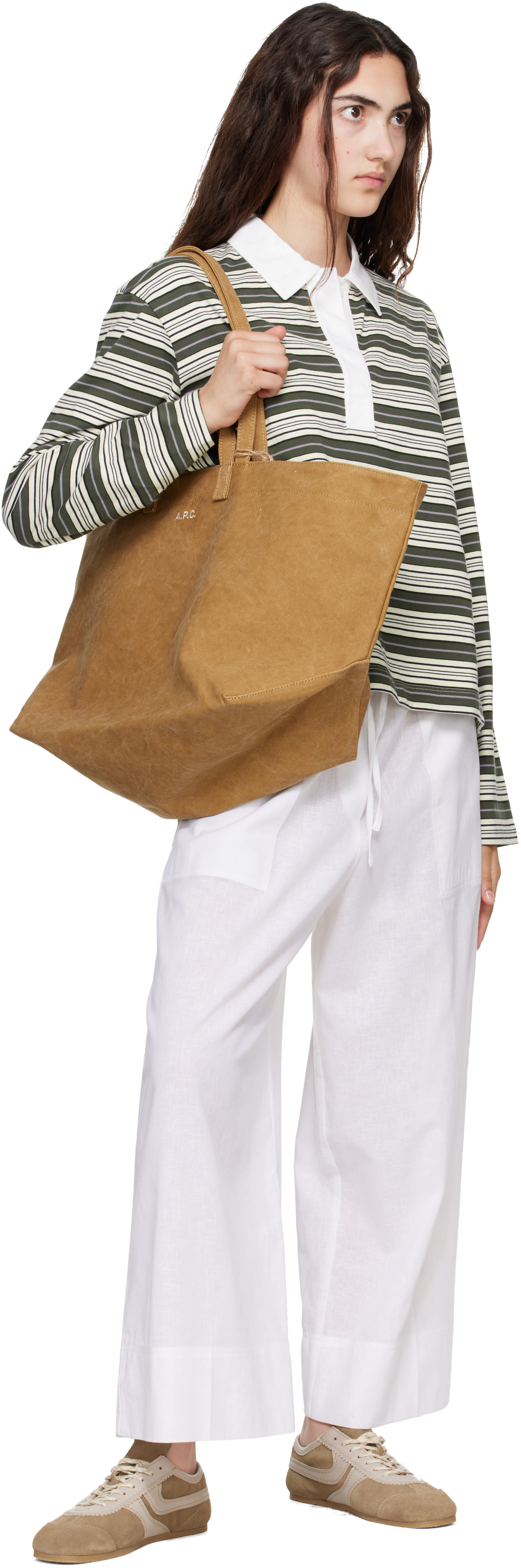 A.P.C. - Cabas Drummer brun clair en canevas