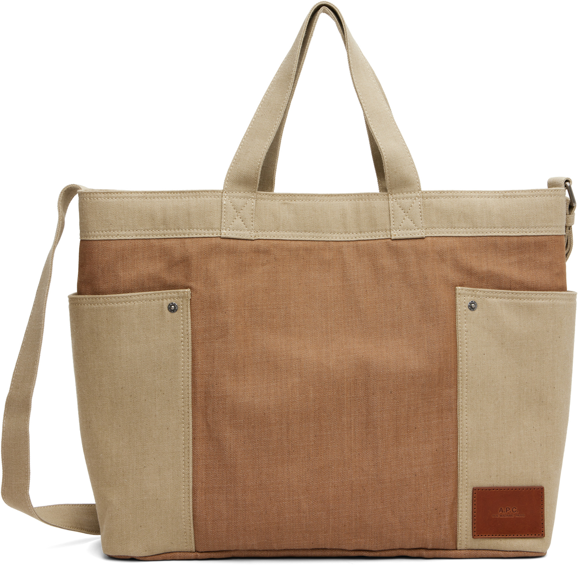 A.P.C. - Cabas Jardin brun clair et beige