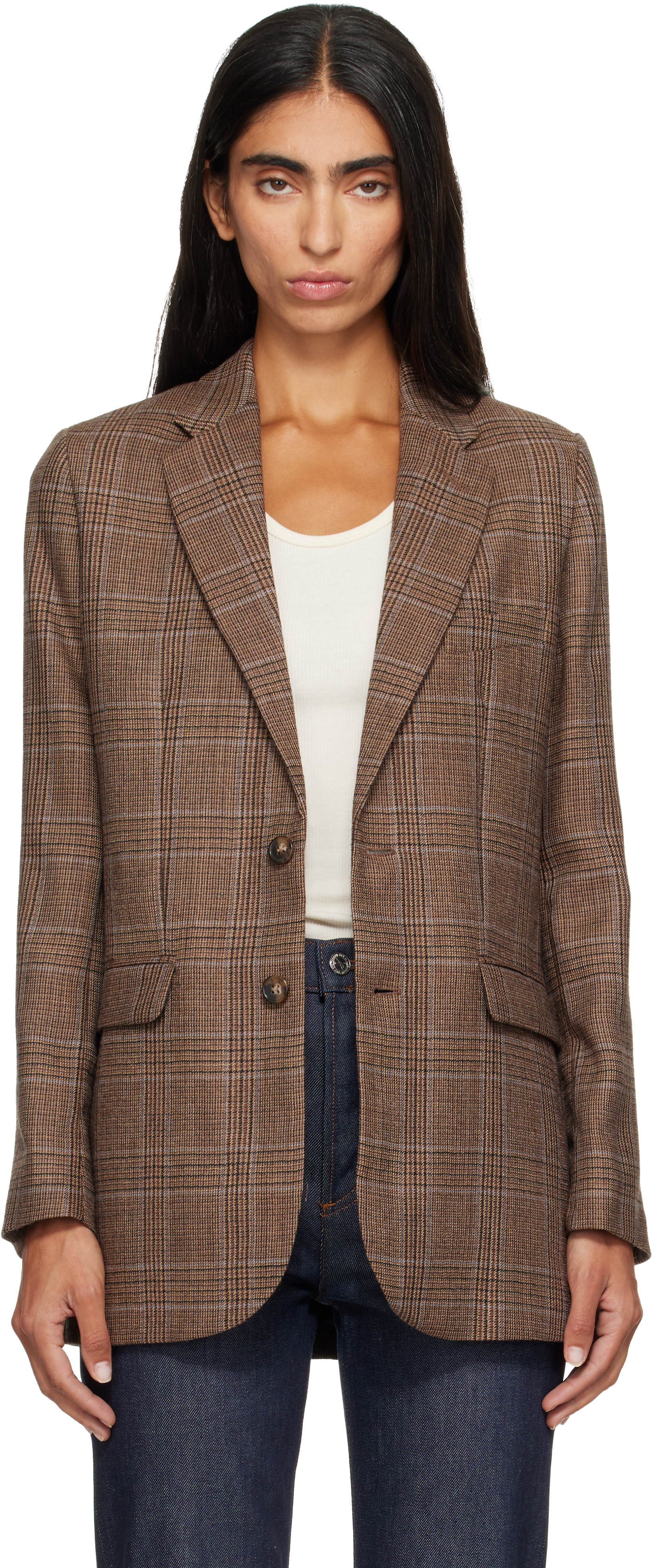 A.P.C. - Brown Check Wool Blazer