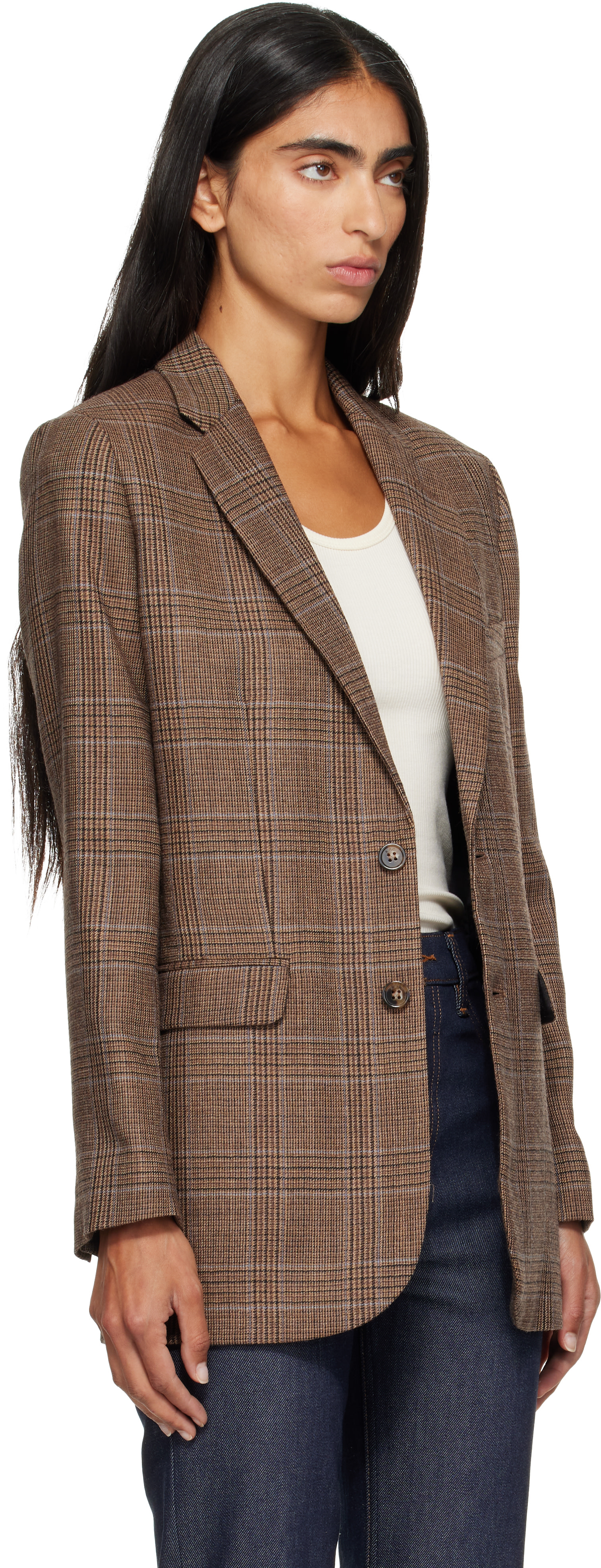 A.P.C. - Brown Check Wool Blazer