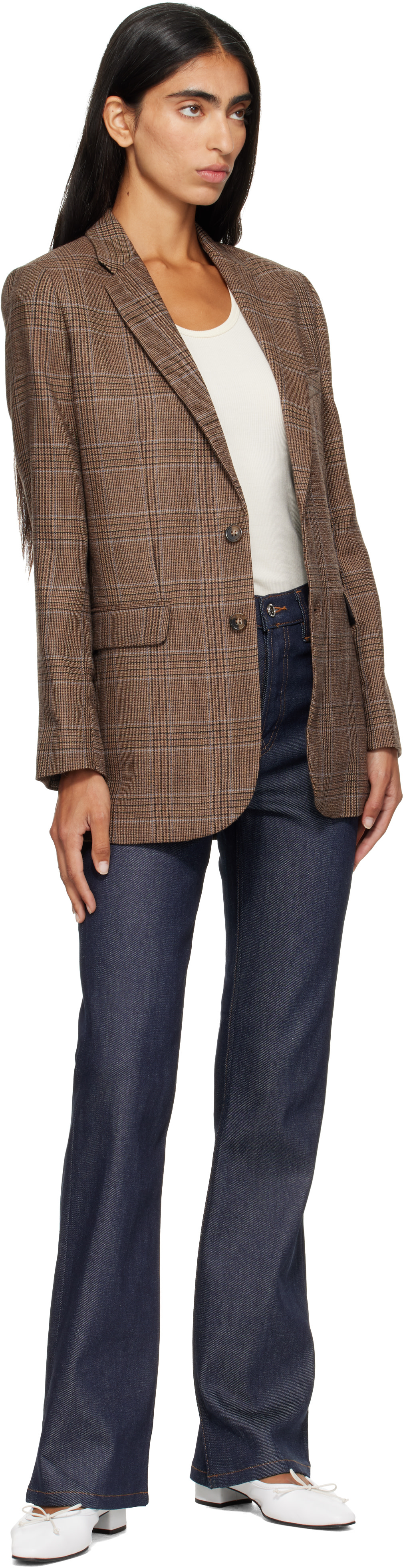 A.P.C. - Brown Check Wool Blazer