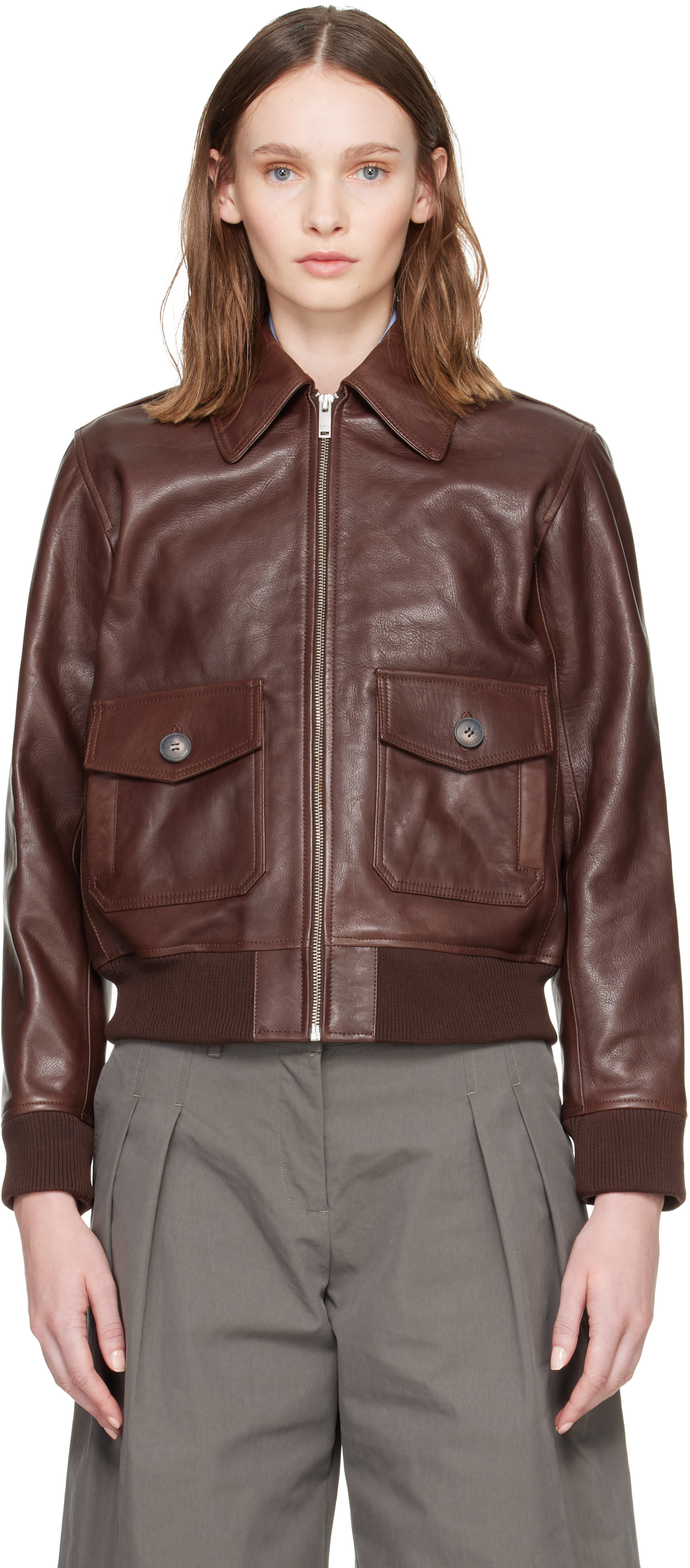 A.P.C. - Brown Gael Leather Jacket