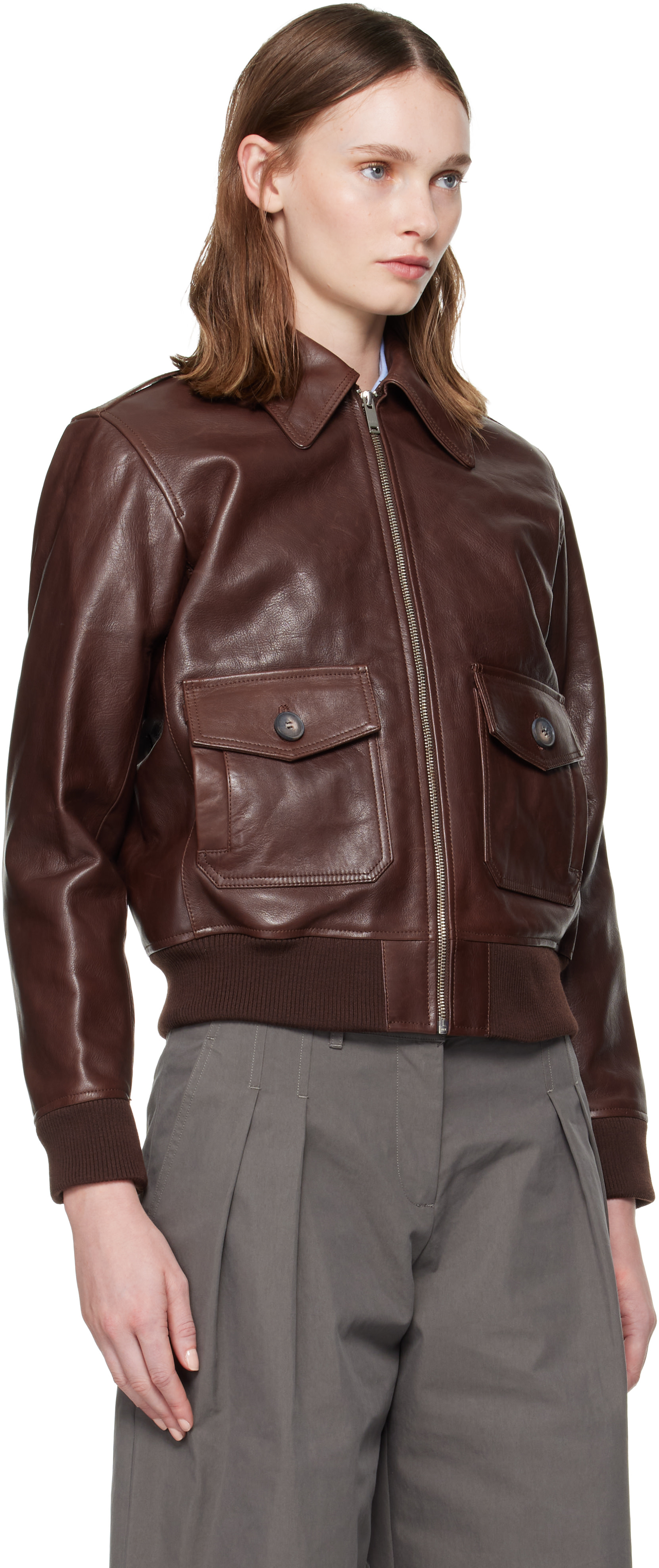 A.P.C. - Brown Gael Leather Jacket