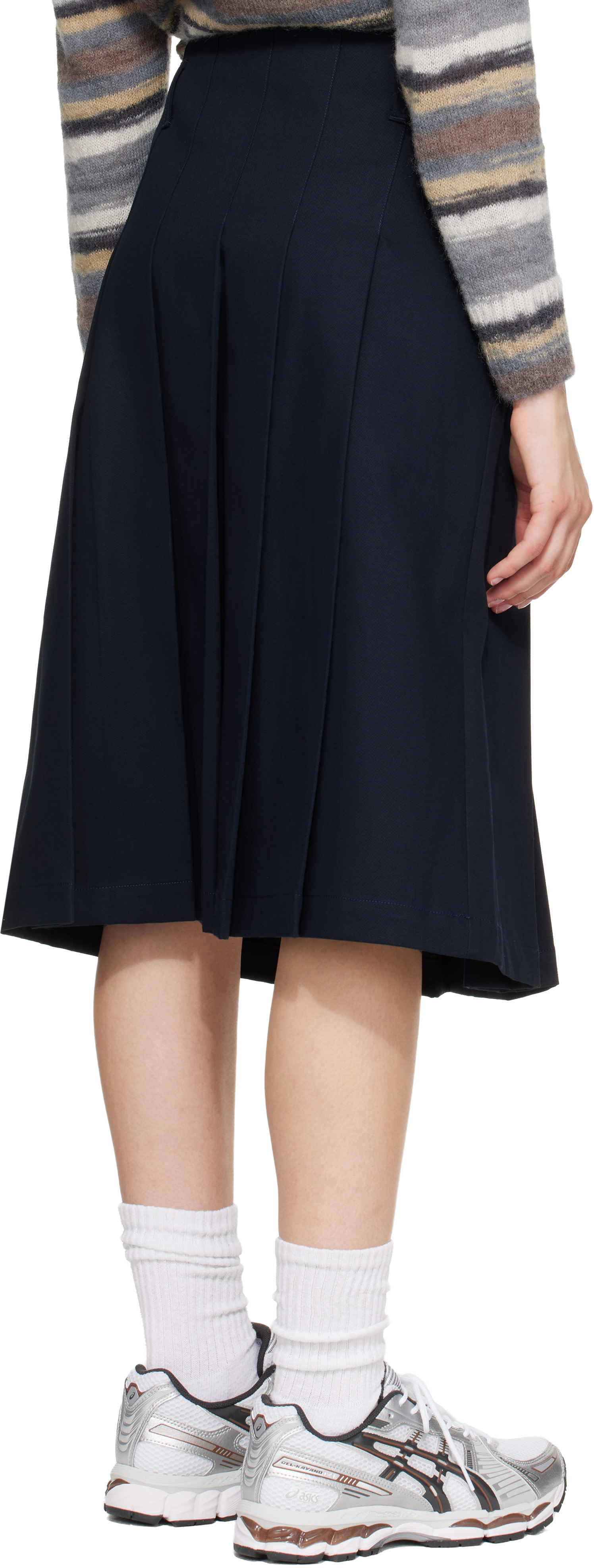 A.P.C. - Jupe midi bleu marine à plis