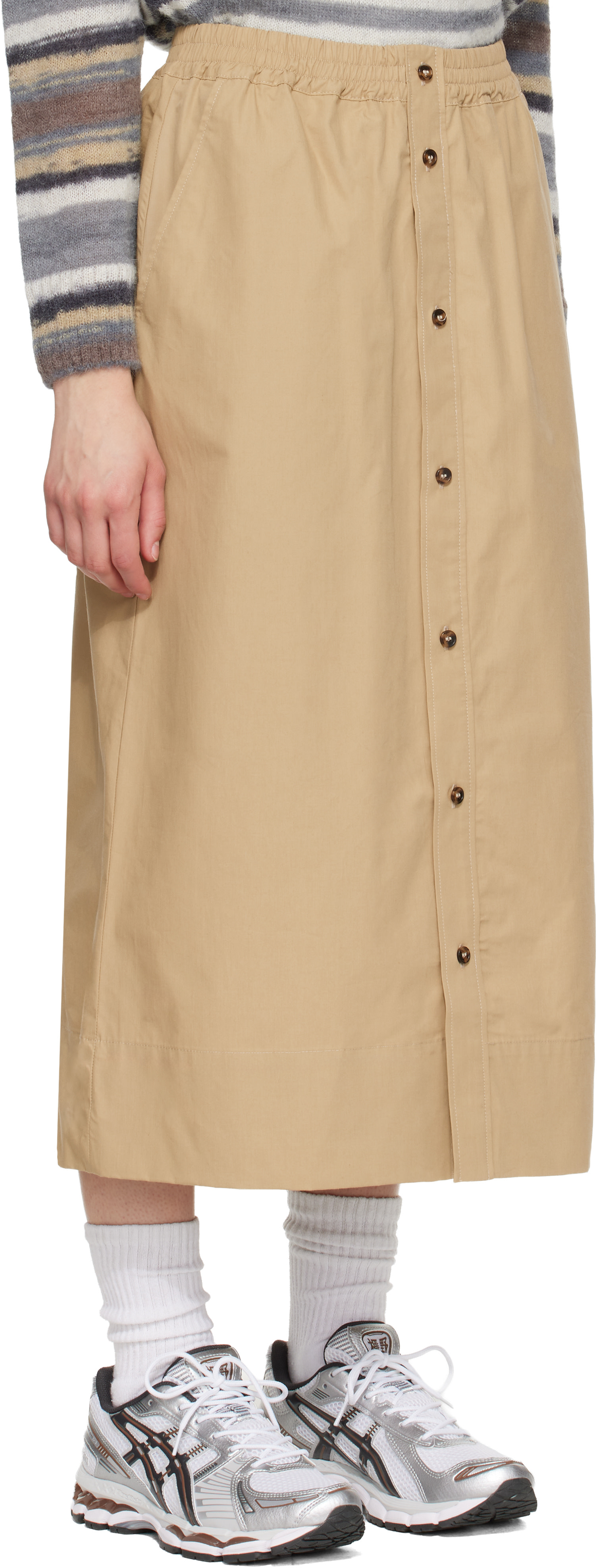 A.P.C. - Jupe midi beige en coton bio