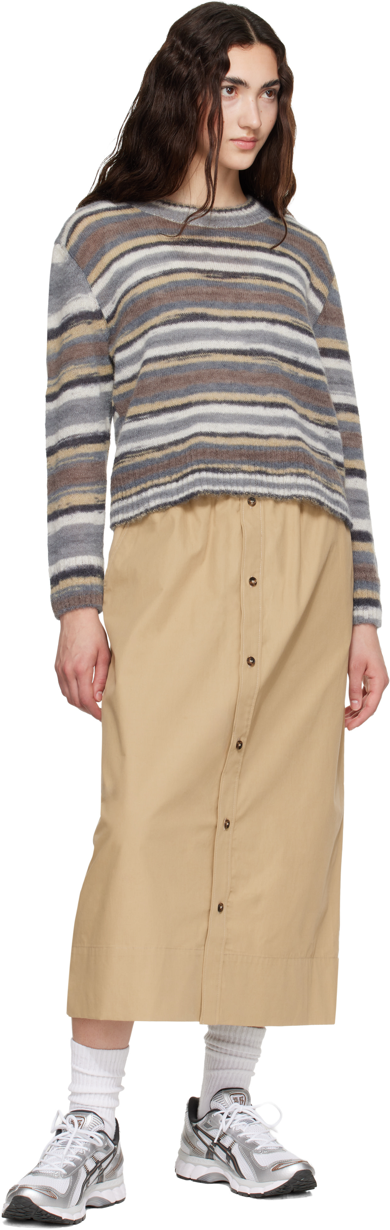 A.P.C. - Jupe midi beige en coton bio