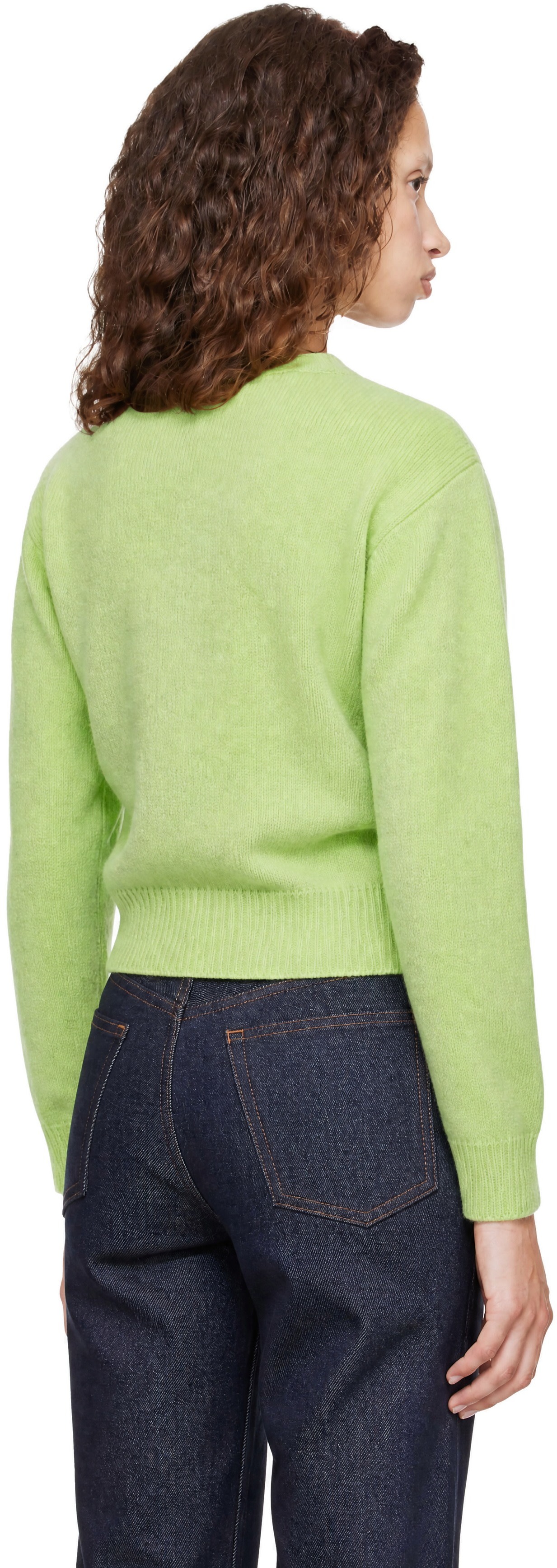 A.P.C.: Green Short Wool Cardigan | SSENSE
