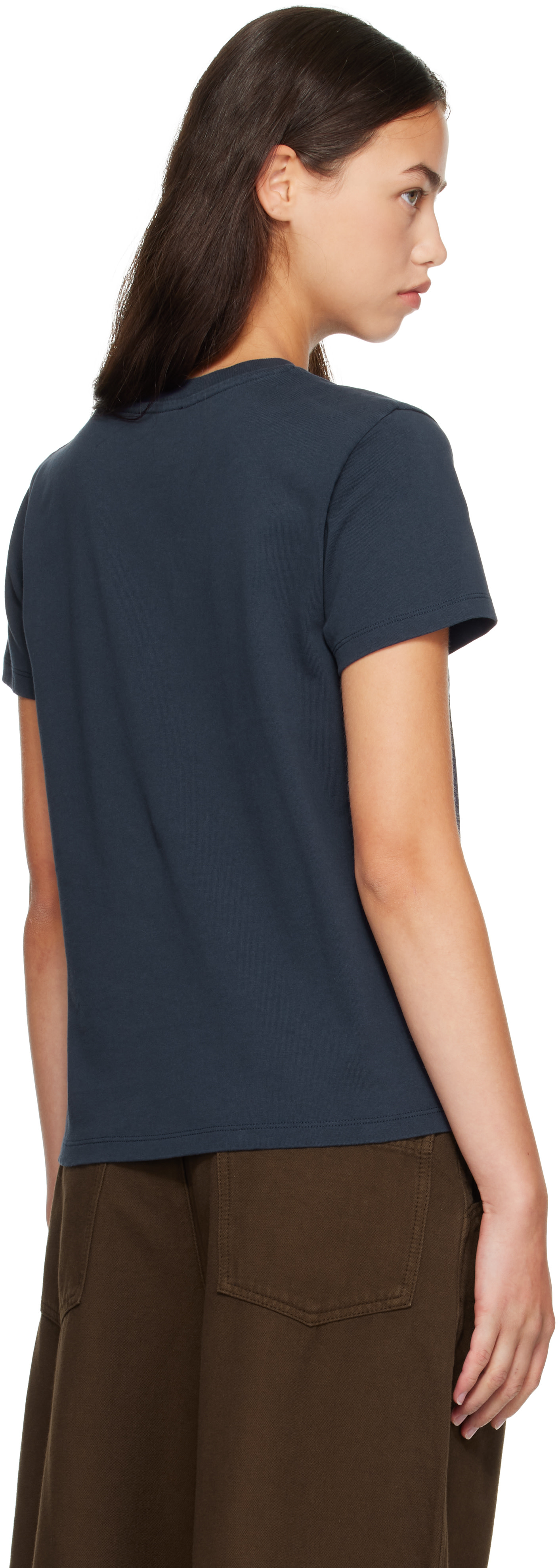 A.P.C.: Navy Vintage-Effect 'A.P.C.' Logo T-shirt | SSENSE