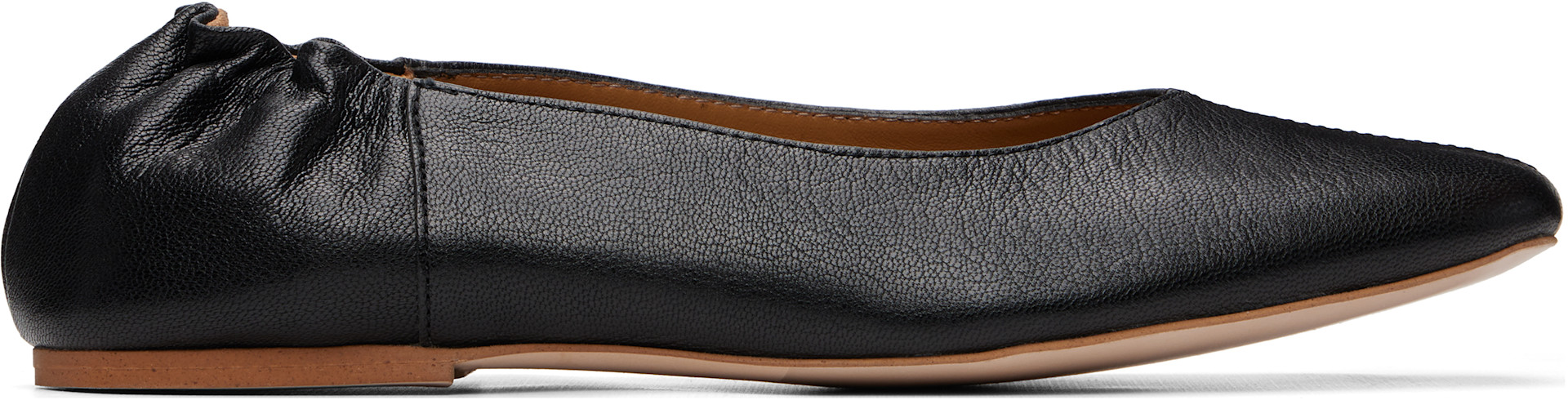 A.P.C. サンダル　レザーシューズ　フラットシューズ　38 24 A.P.C.: ブラック スクエアトゥ レザー フラットシューズ | SSENSE 日本
