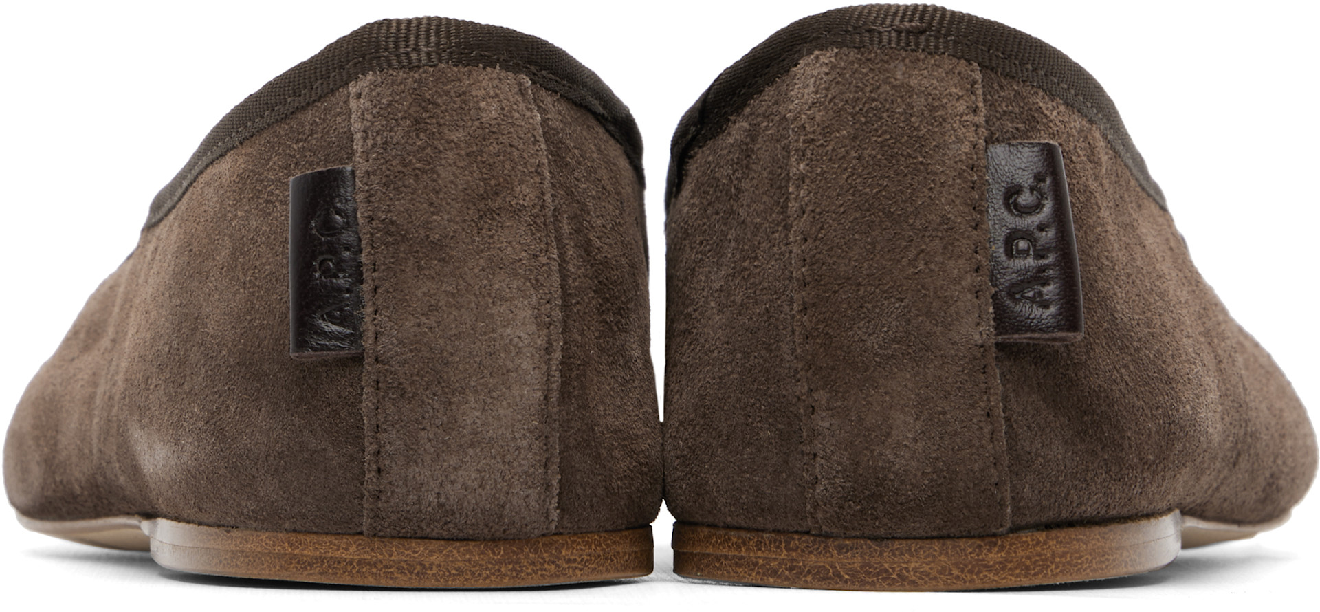 A.P.C. - Ballerines brunes en cuir refendu