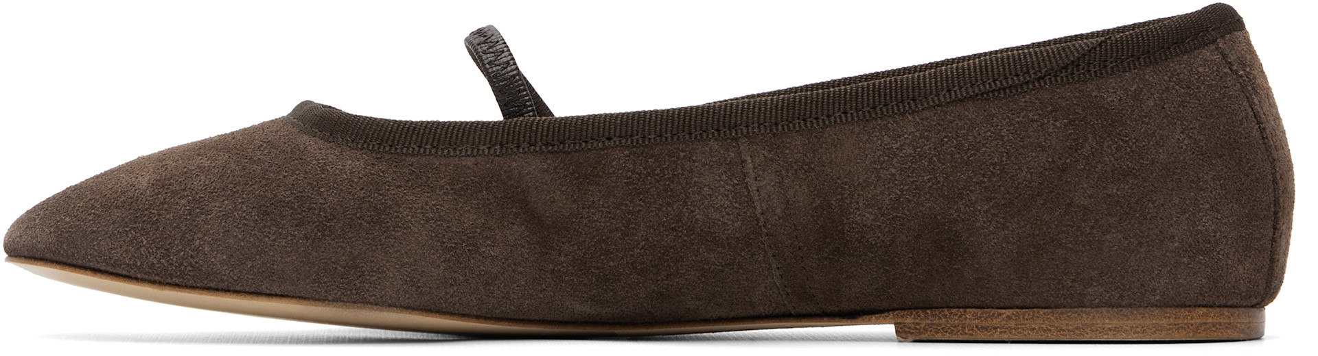 A.P.C. - Ballerines brunes en cuir refendu