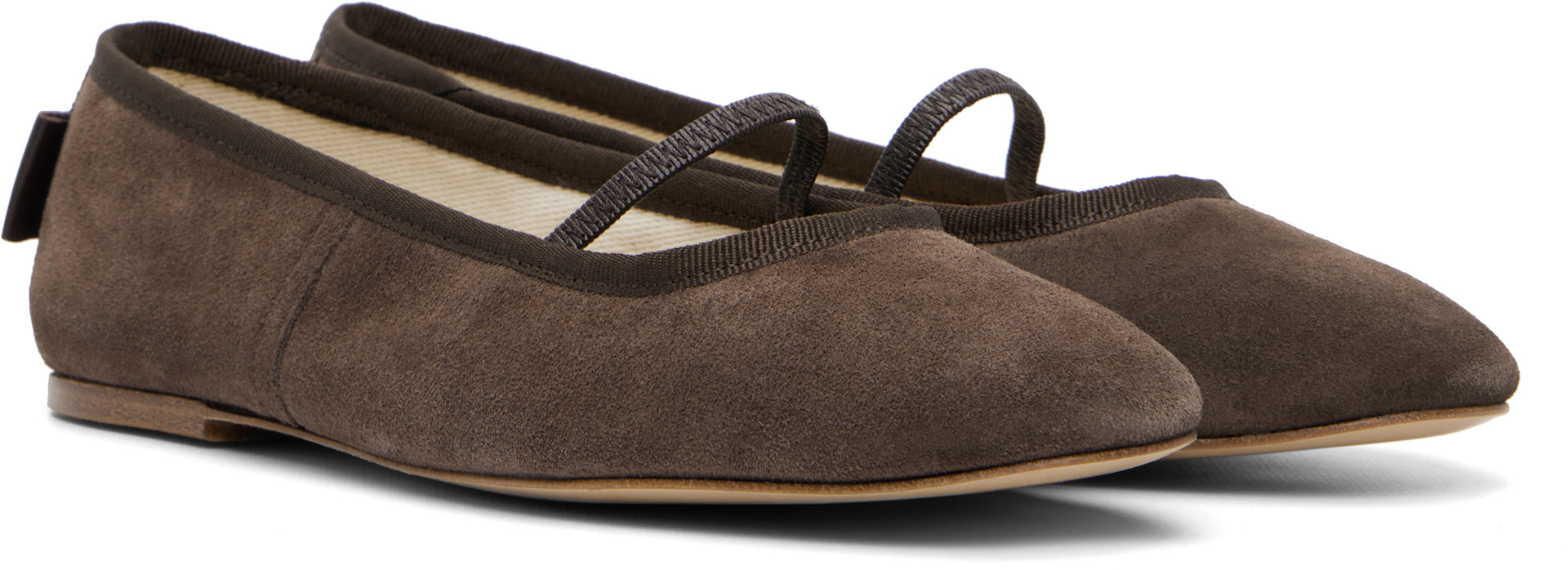 A.P.C. - Ballerines brunes en cuir refendu