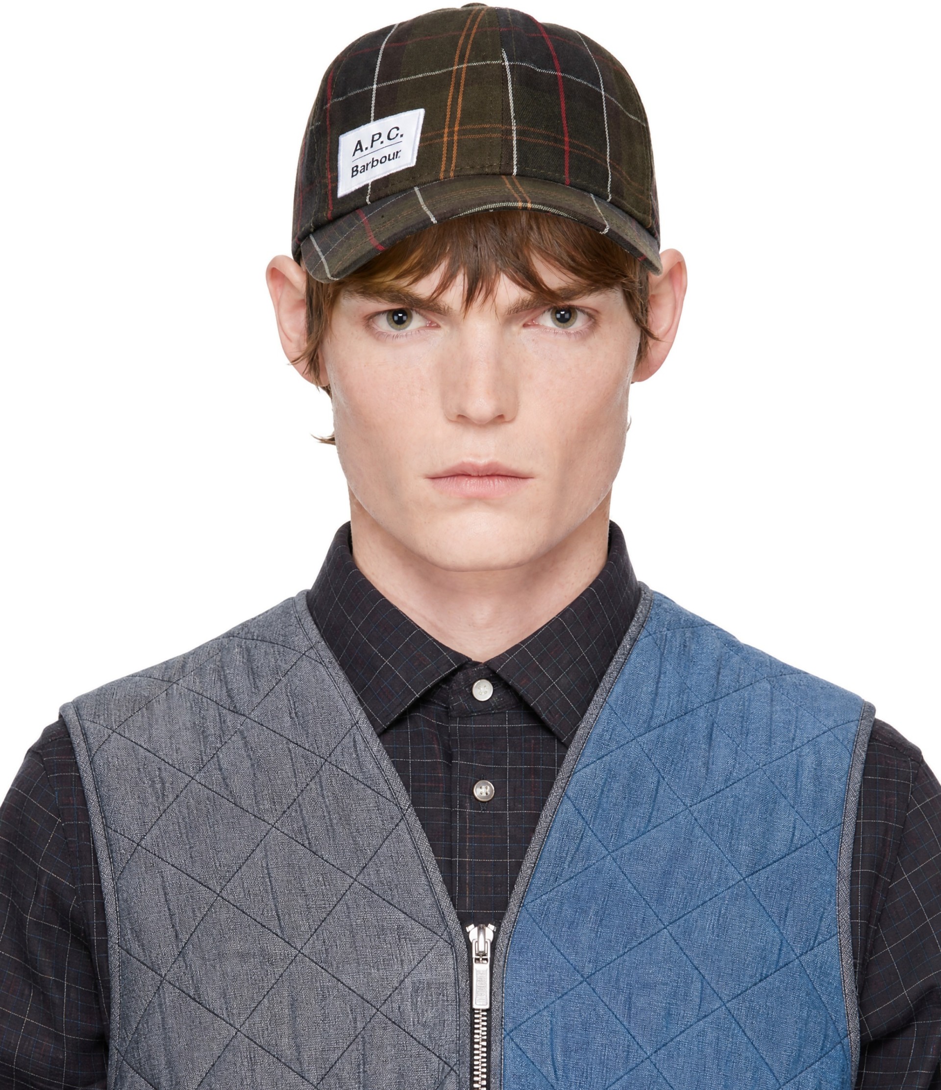 A.P.C. - Khaki Barbour Edition Tartan Cap
