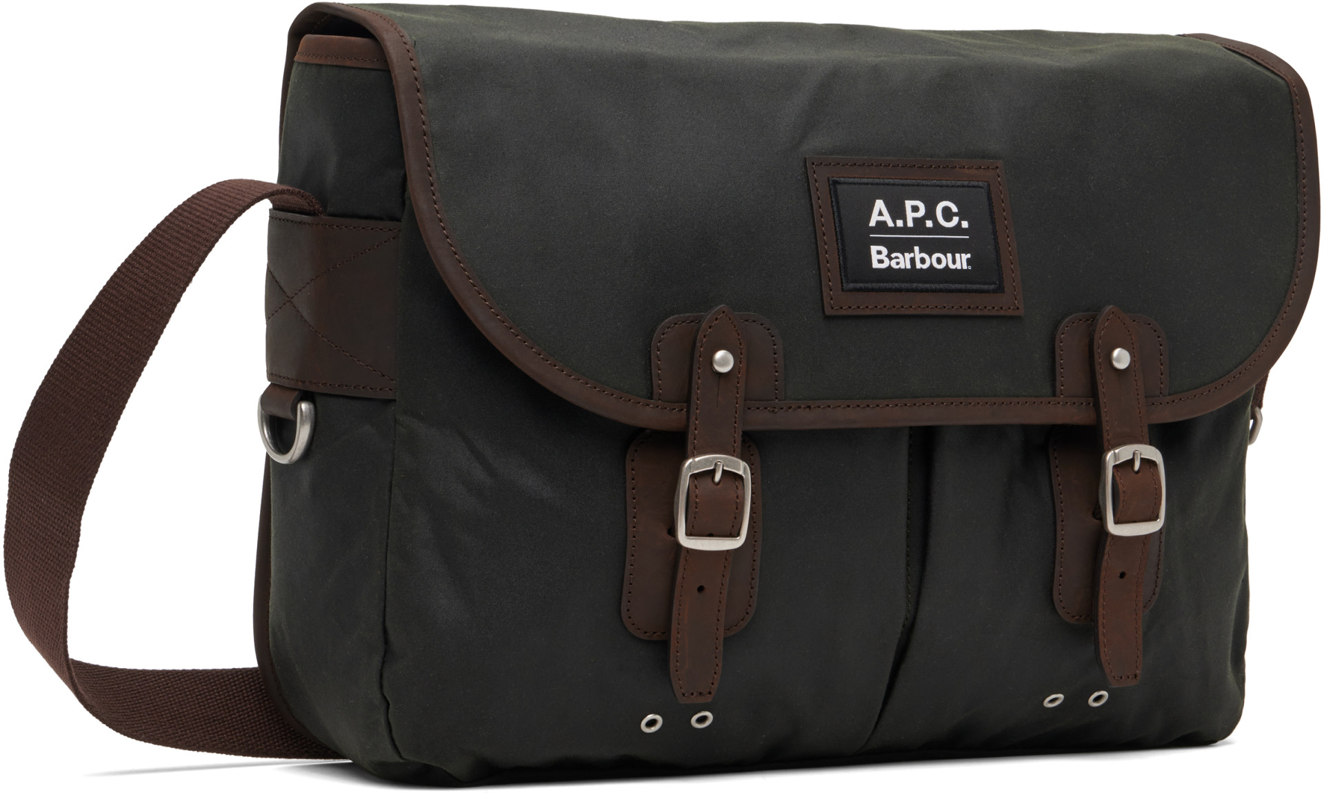 A.P.C. - 카키 Barbour 왁스 타라스 메신저백