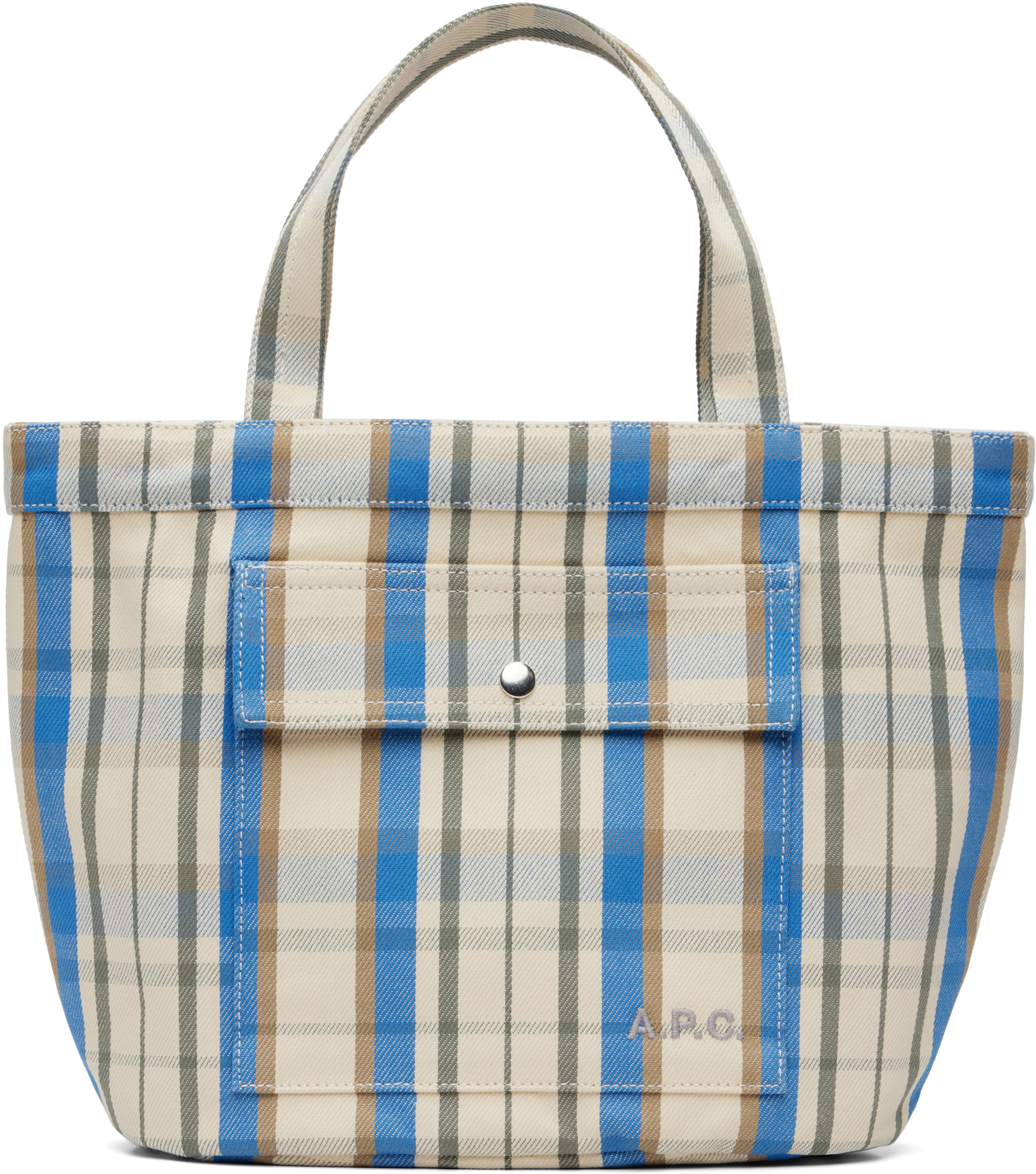 A.P.C. - Cabas Jade blanc cassé et bleu