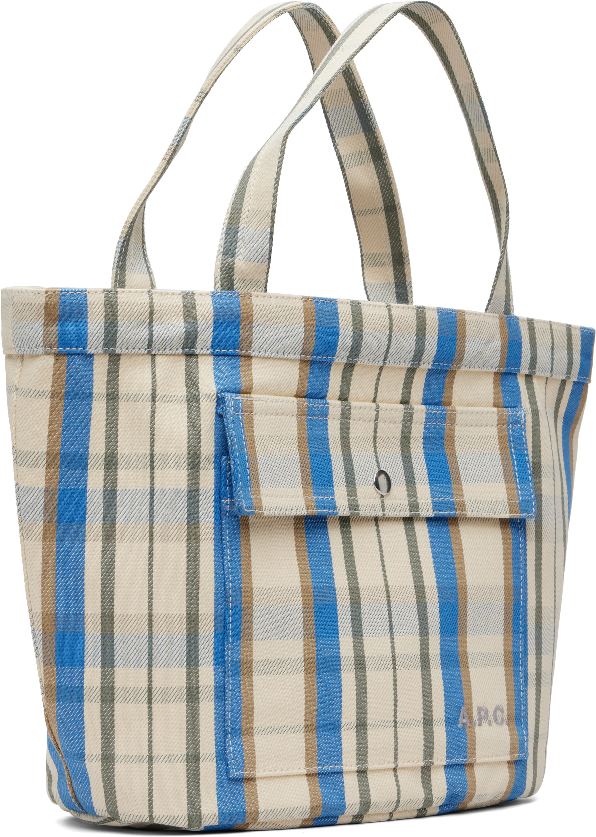 A.P.C. - Cabas Jade blanc cassé et bleu