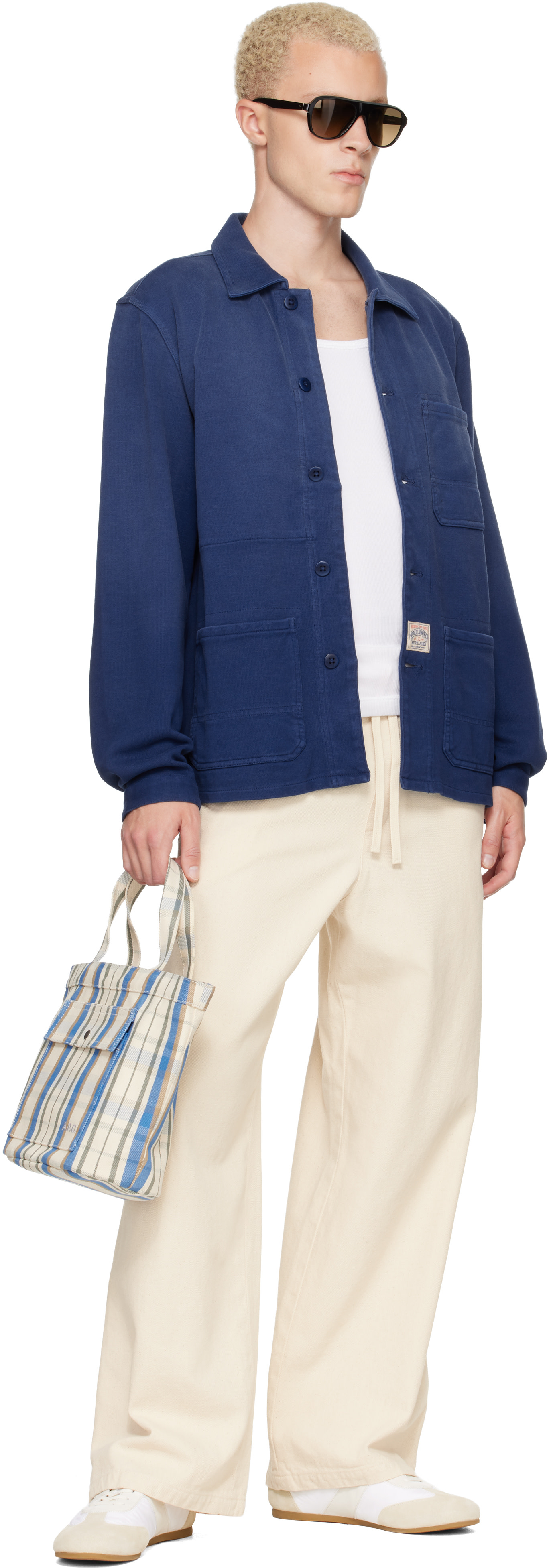 A.P.C. - Cabas Jade blanc cassé et bleu